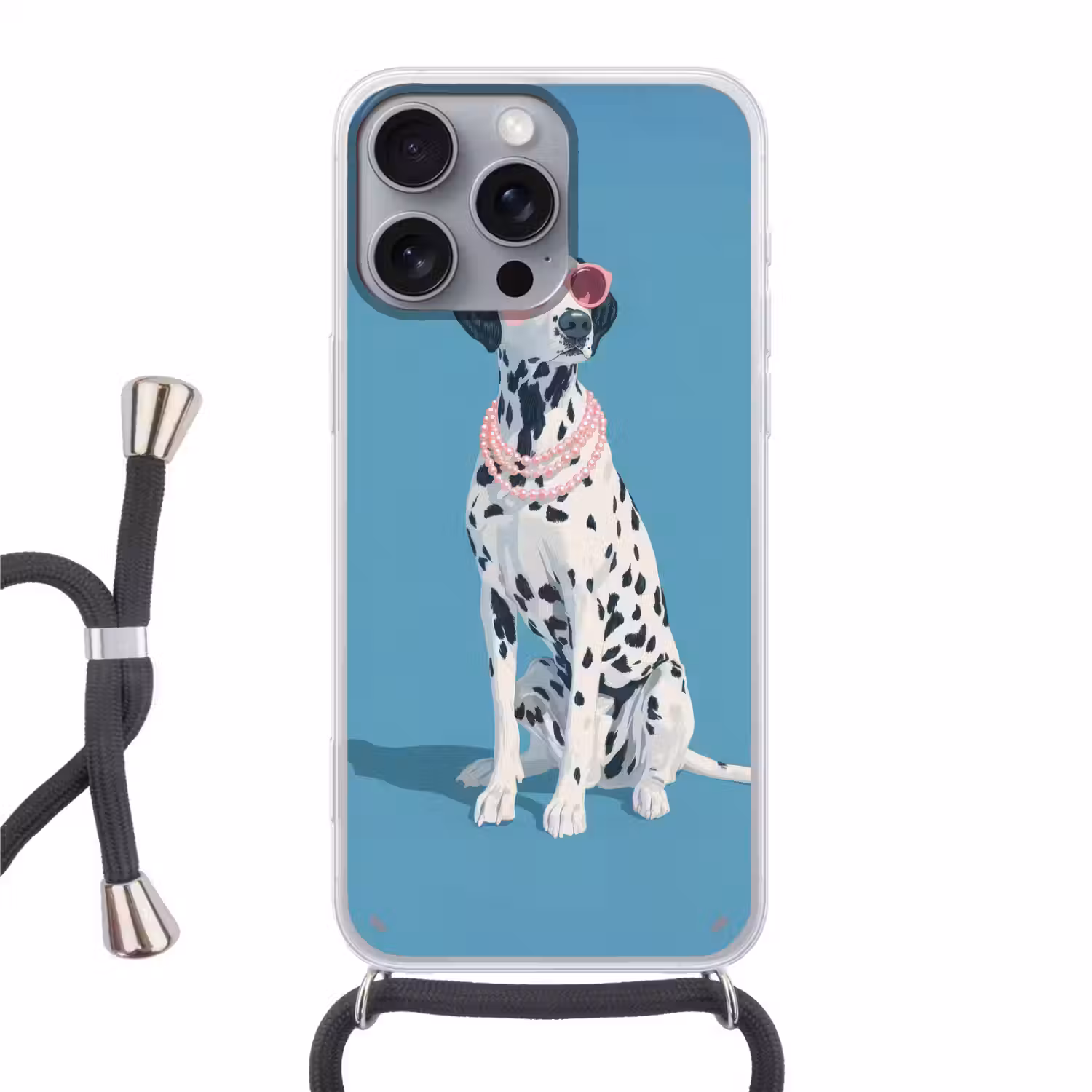 Dalmatiër - Zonnebril - Blauw Hoesje iPhone 16 Pro Max met koord klein -3d