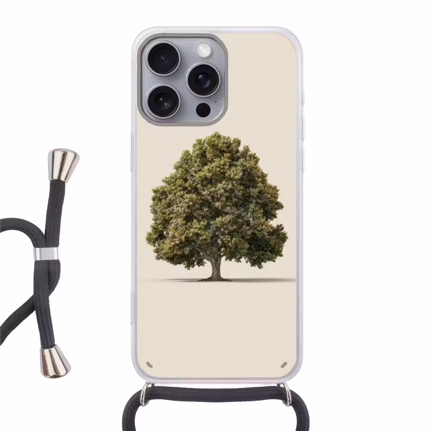 Eikenboom - Groen - Lichte achtergrond Hoesje iPhone 16 Pro Max met koord klein -3d