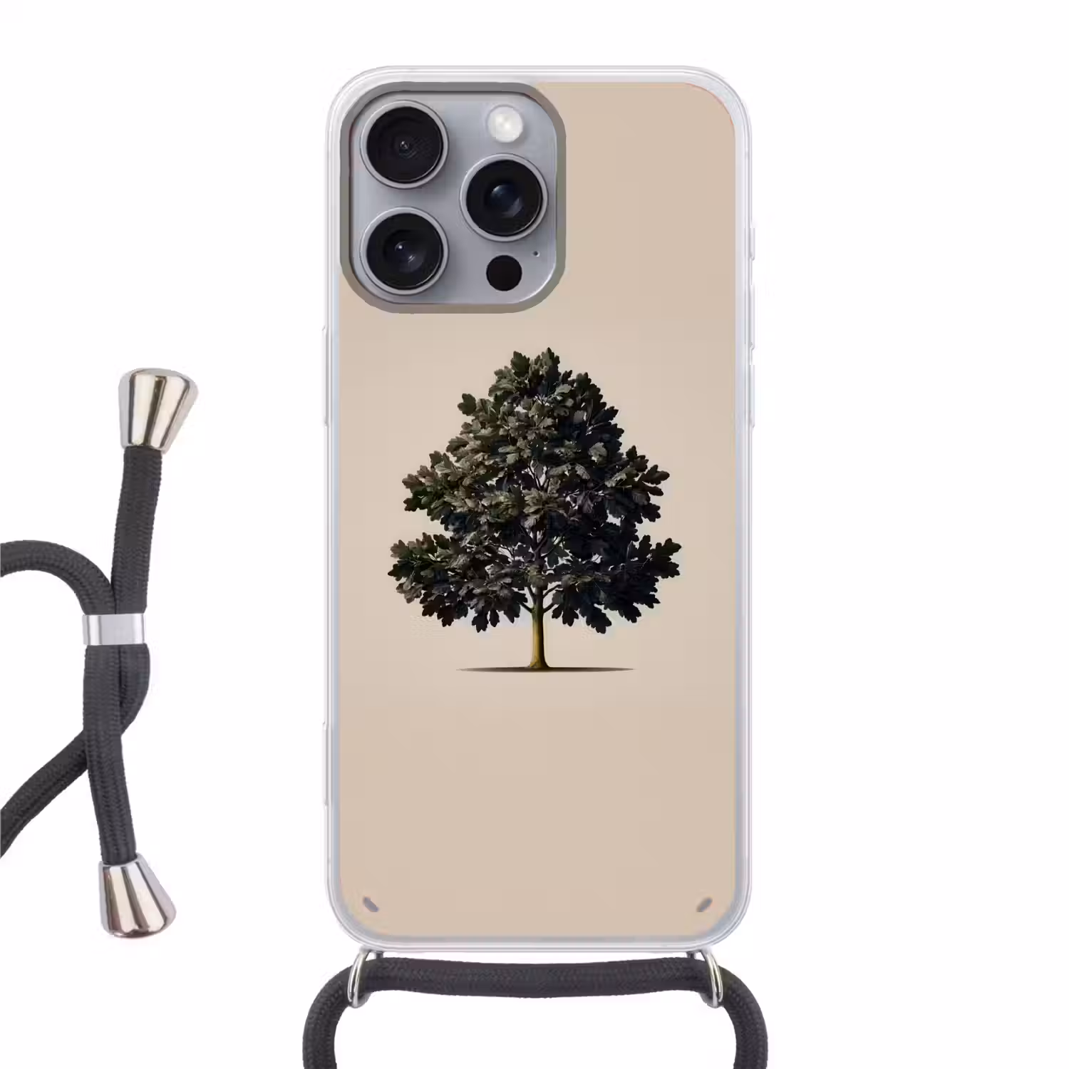 Eikenboom - Schaduw - Egaal Hoesje iPhone 16 Pro Max met koord klein -3d