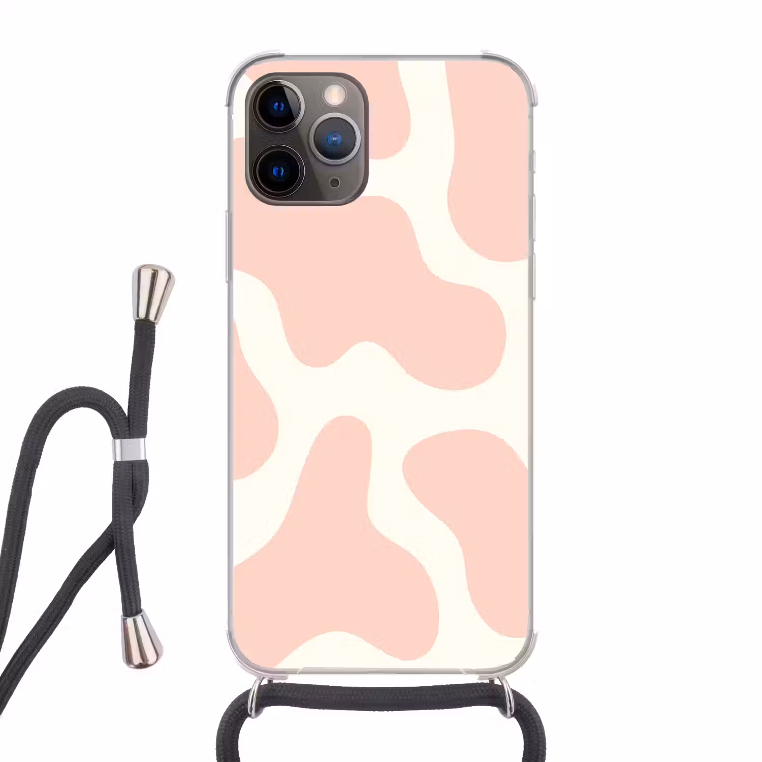 Vlekken - Wit - Roze - Patronen - Minimalistisch Hoesje iPhone 12 Pro met koord klein -3d