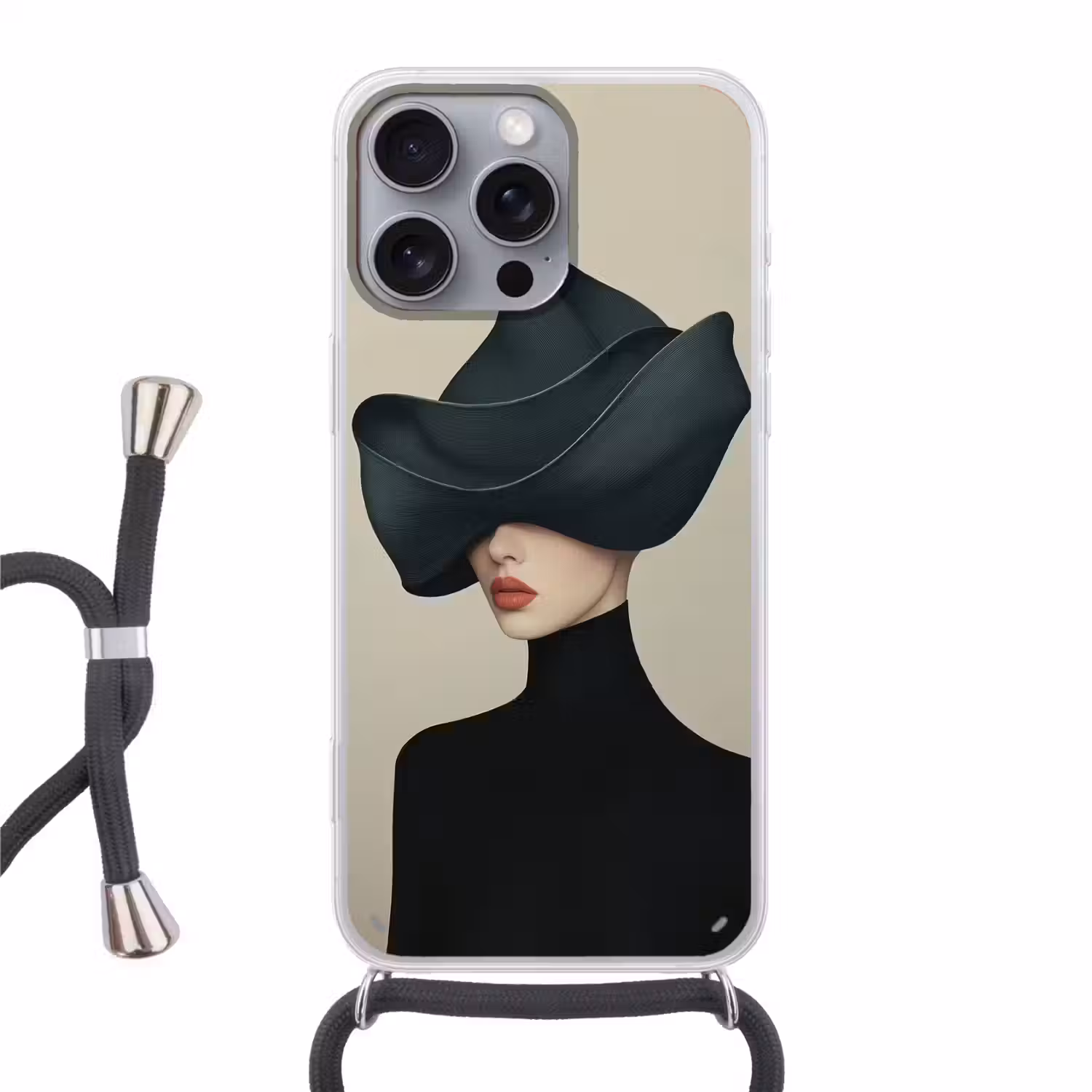 Vrouw - Groen - Hoed Hoesje iPhone 16 Pro Max met koord klein -3d