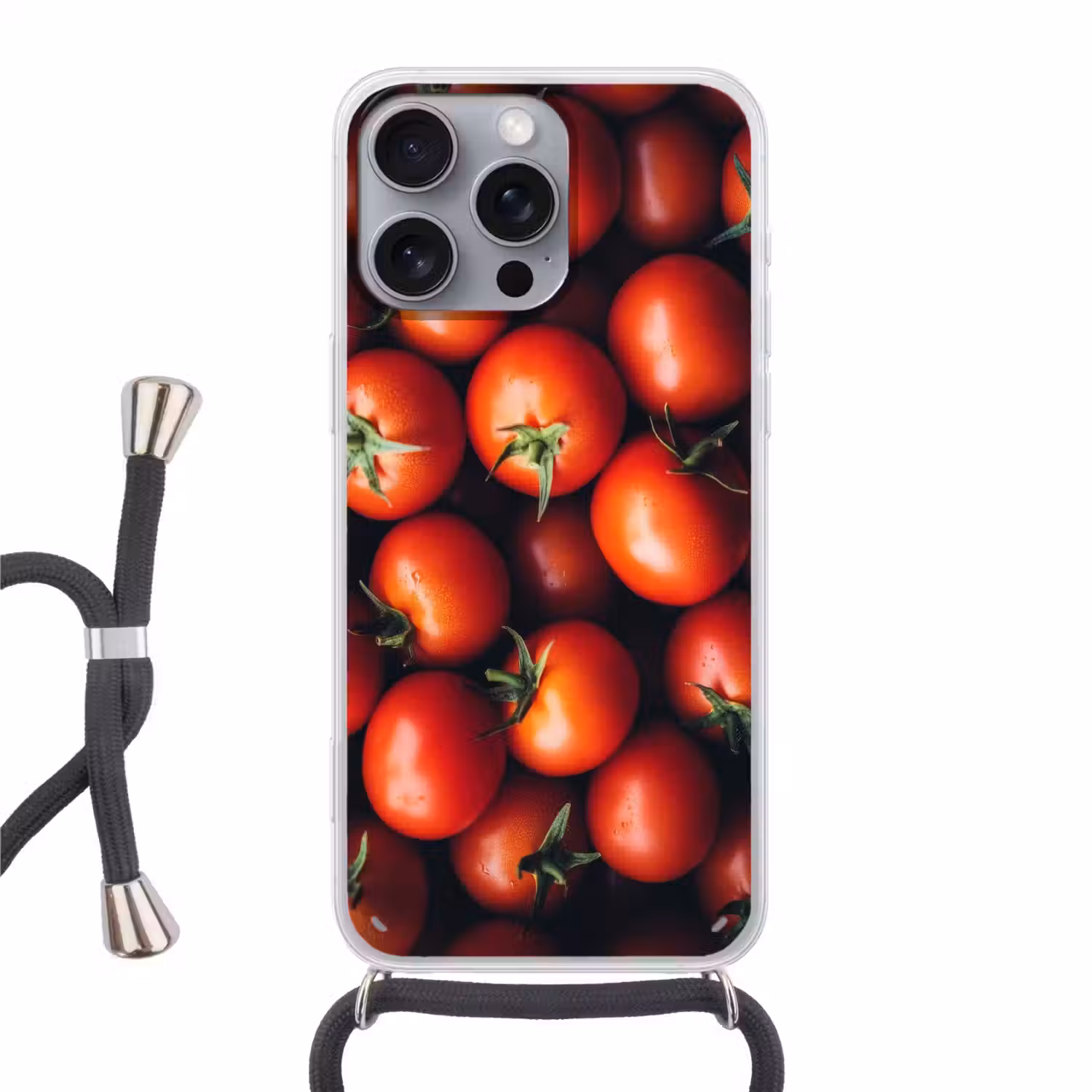 Groente - Rood - Tomaten Hoesje iPhone 16 Pro Max met koord klein -3d