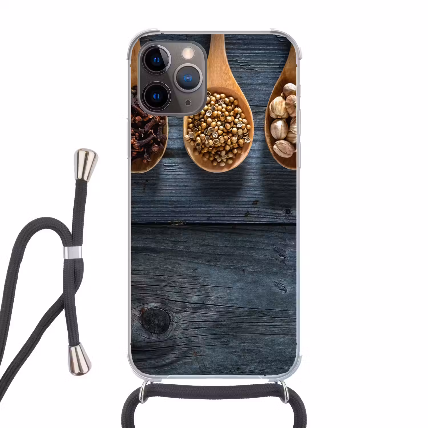 Kruiden - Lepels - Hout - Keuken - Specerijen - Industrieel Hoesje iPhone 12 Pro met koord klein -3d