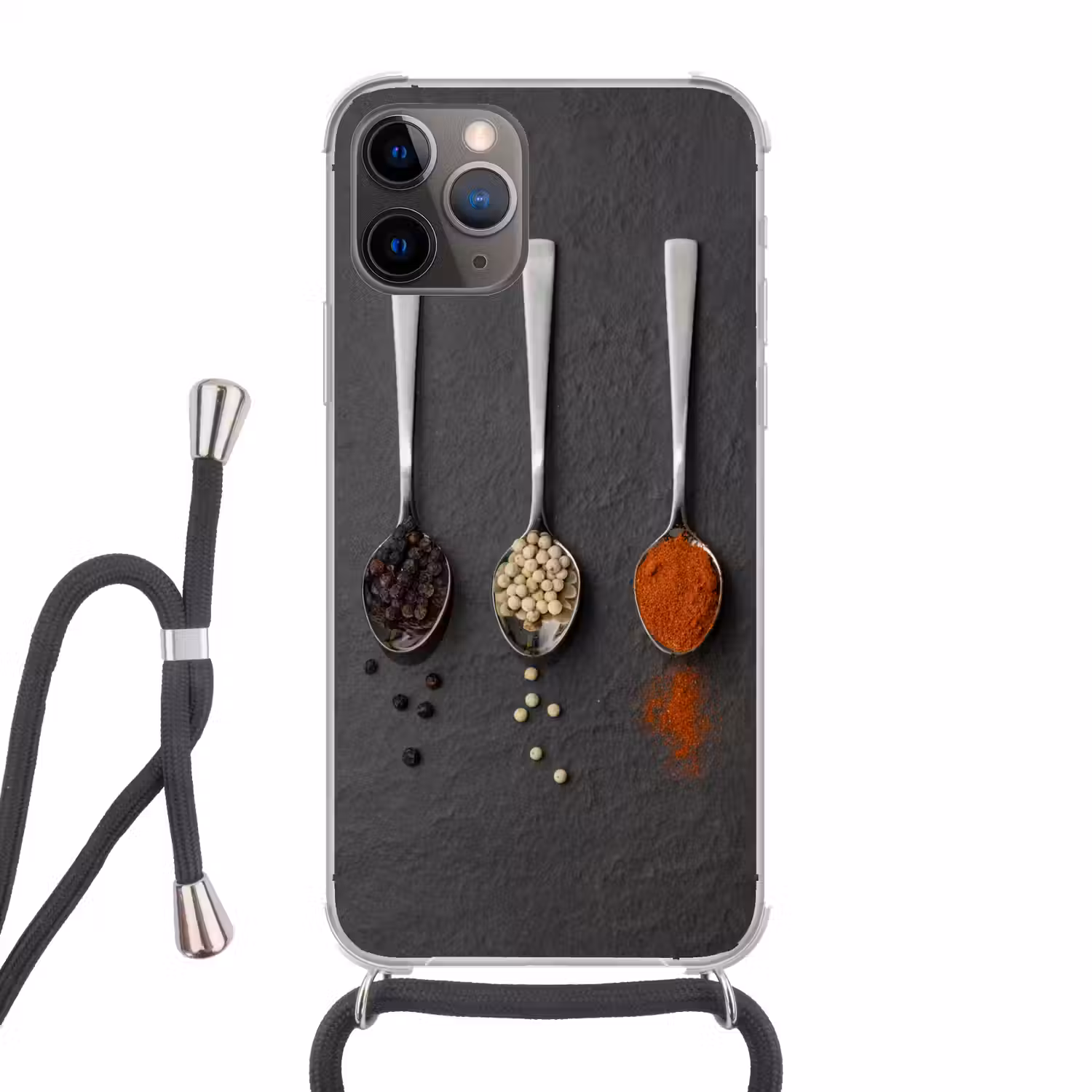Specerijen - Lepels - Tafel - Rustiek - Kruiden Hoesje iPhone 12 Pro met koord klein -3d