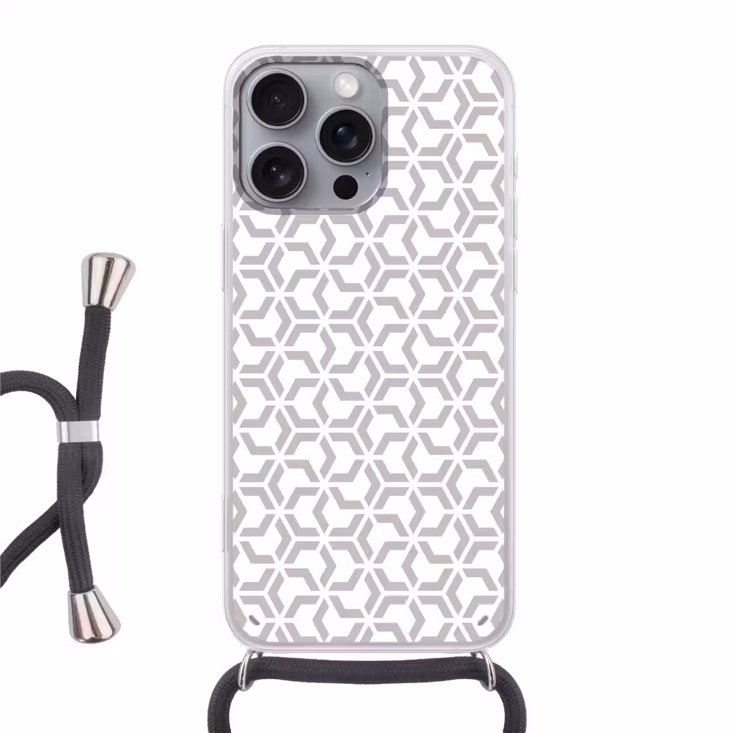 Grafisch - Patroon - Modern Hoesje iPhone 16 Pro Max met koord klein 804 -3d
