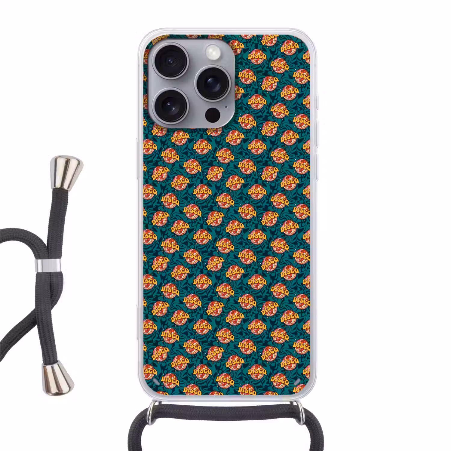 Groen - Disco - Patroon Hoesje iPhone 16 Pro Max met koord klein 804 -3d