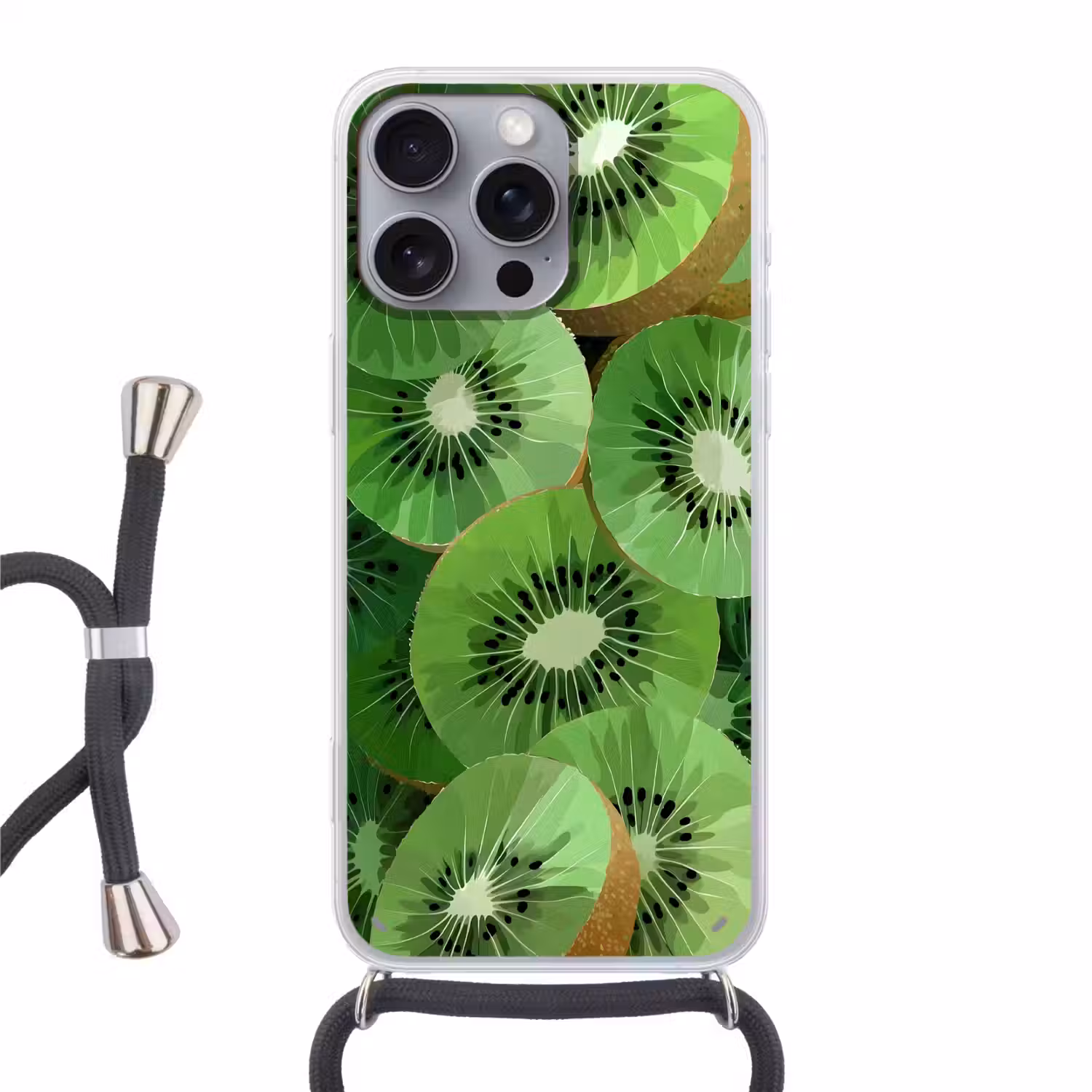 Kiwi - Groen - Pitten Hoesje iPhone 16 Pro Max met koord klein -3d