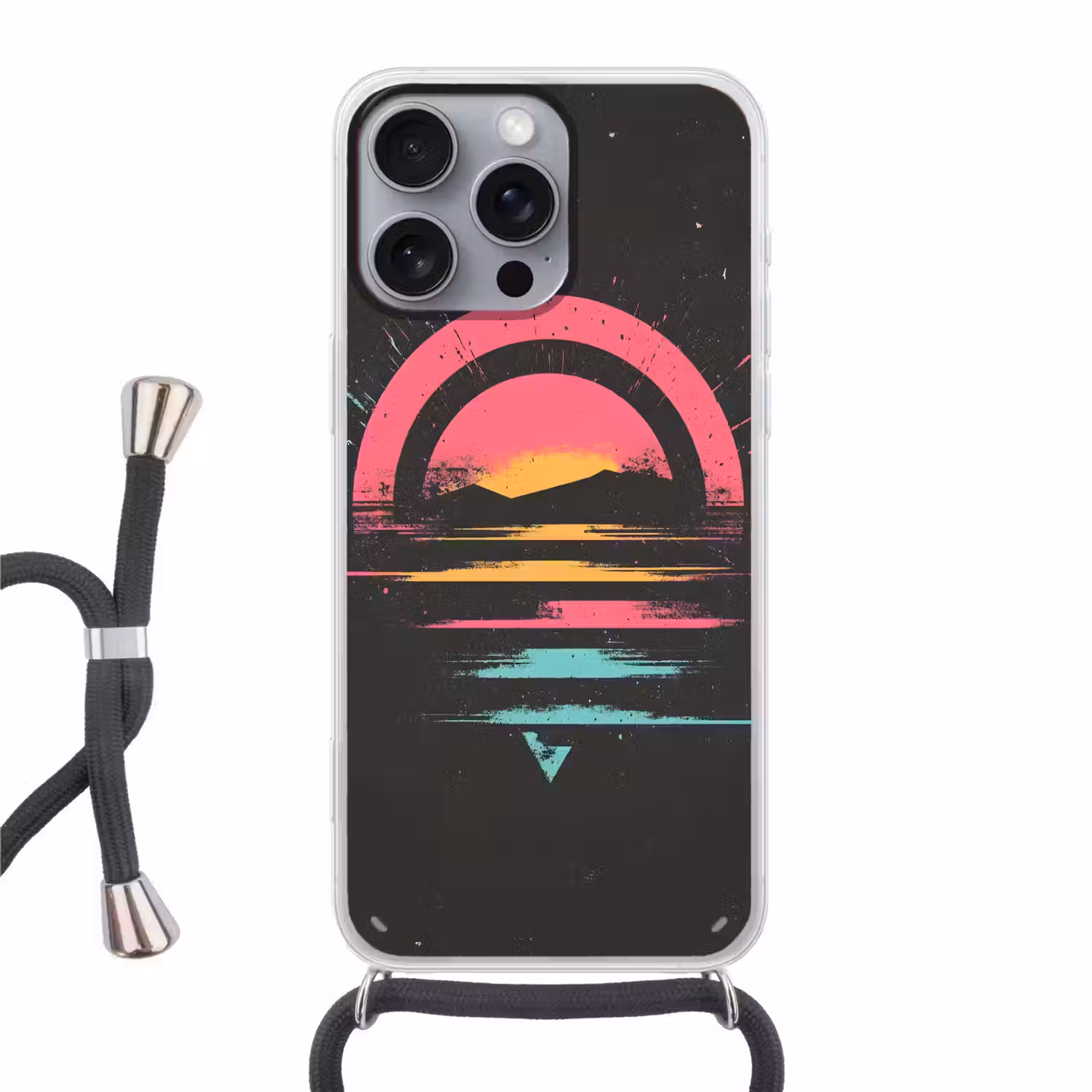 Cirkel - Abstract - Roze Hoesje iPhone 16 Pro Max met koord klein -3d
