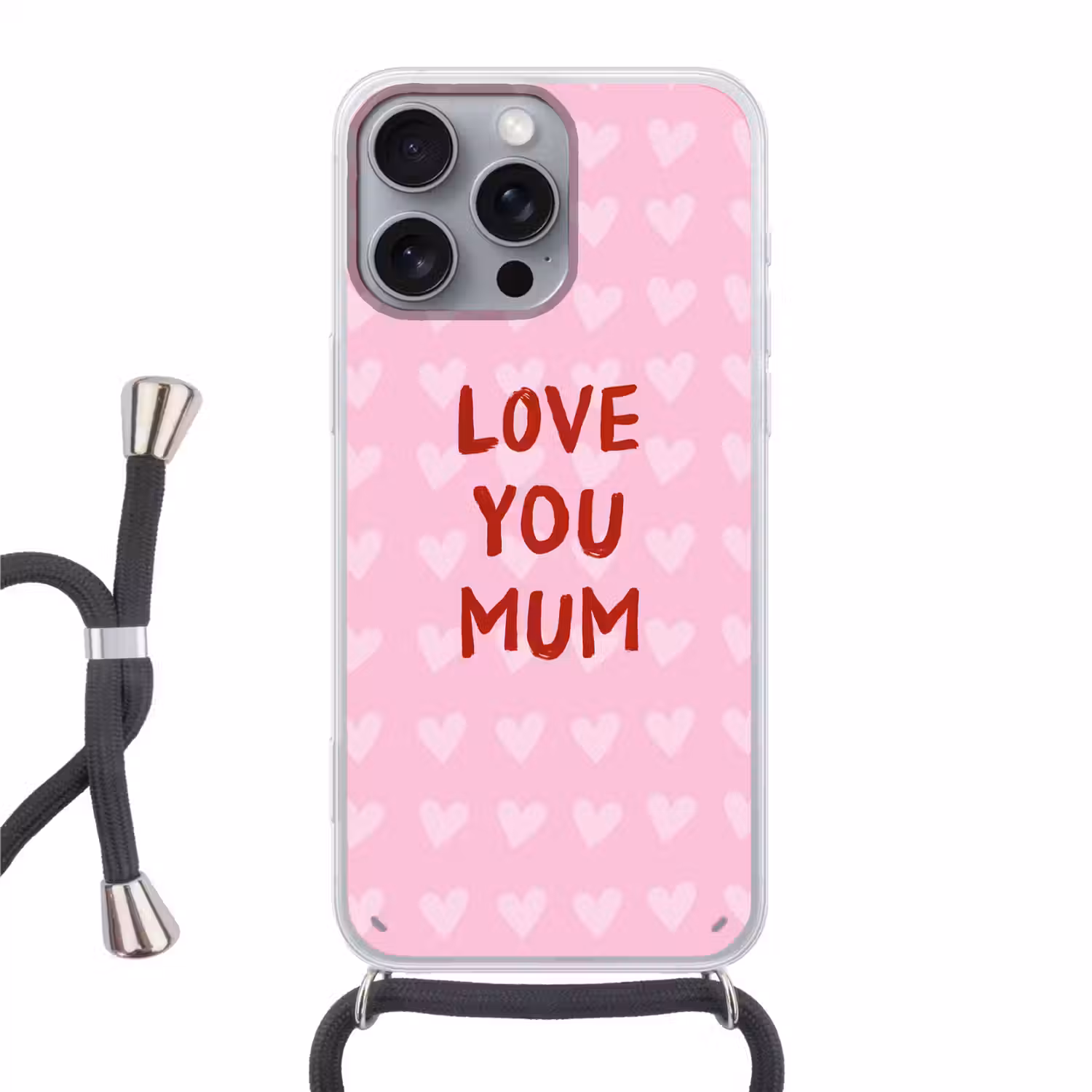 Love - Quote - Moeder - Rood Hoesje iPhone 16 Pro Max met koord klein -3d