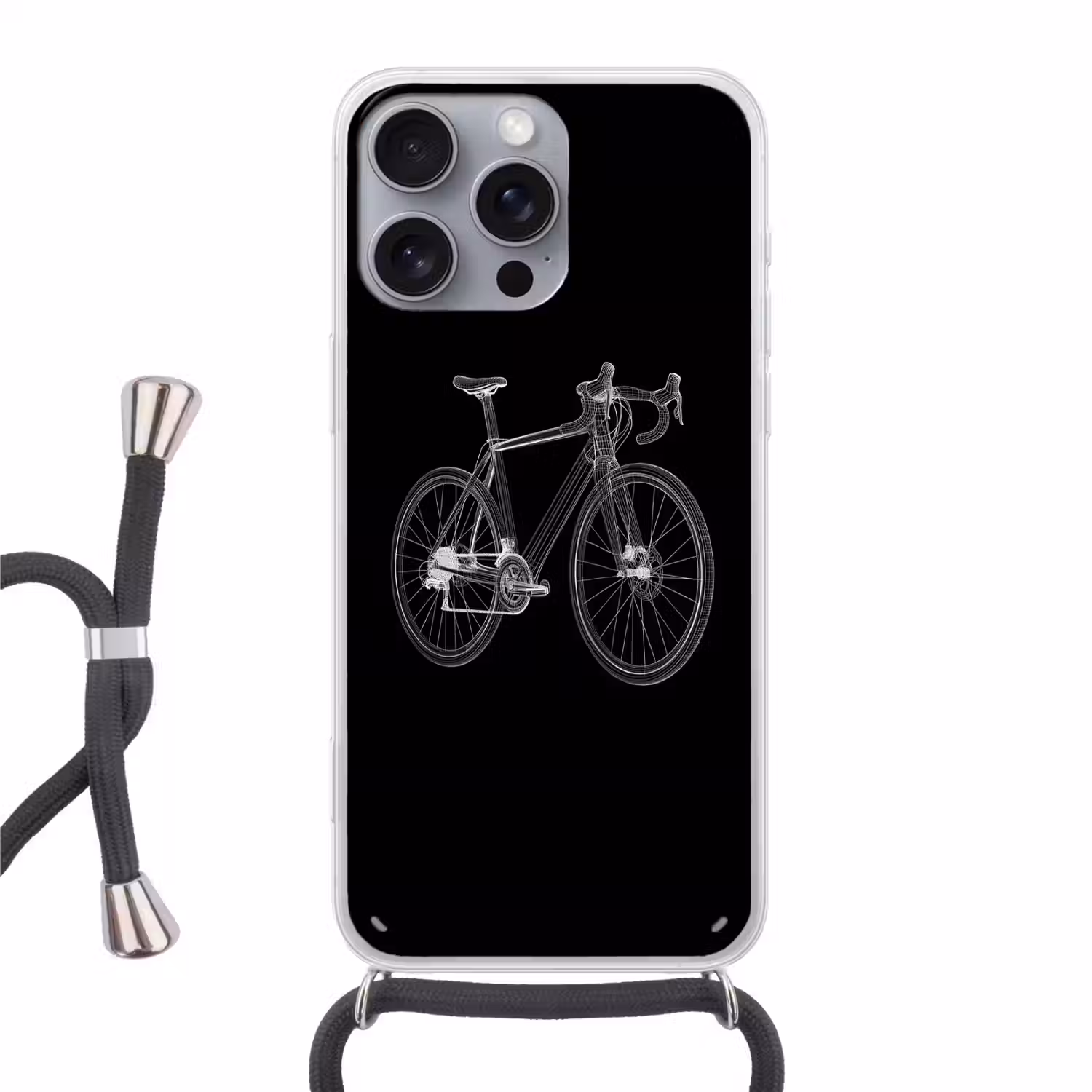 Lijnen - Illustratie - Wit Hoesje iPhone 16 Pro Max met koord klein -3d