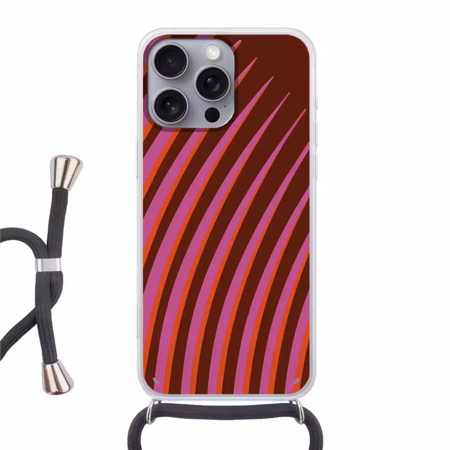 Lijnen - Rood - Beweging Hoesje iPhone 16 Pro Max met koord klein -3d