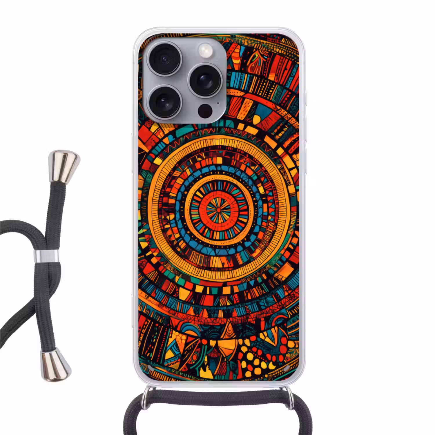 Mandala - Cirkels - Patronen Hoesje iPhone 16 Pro Max met koord klein -3d