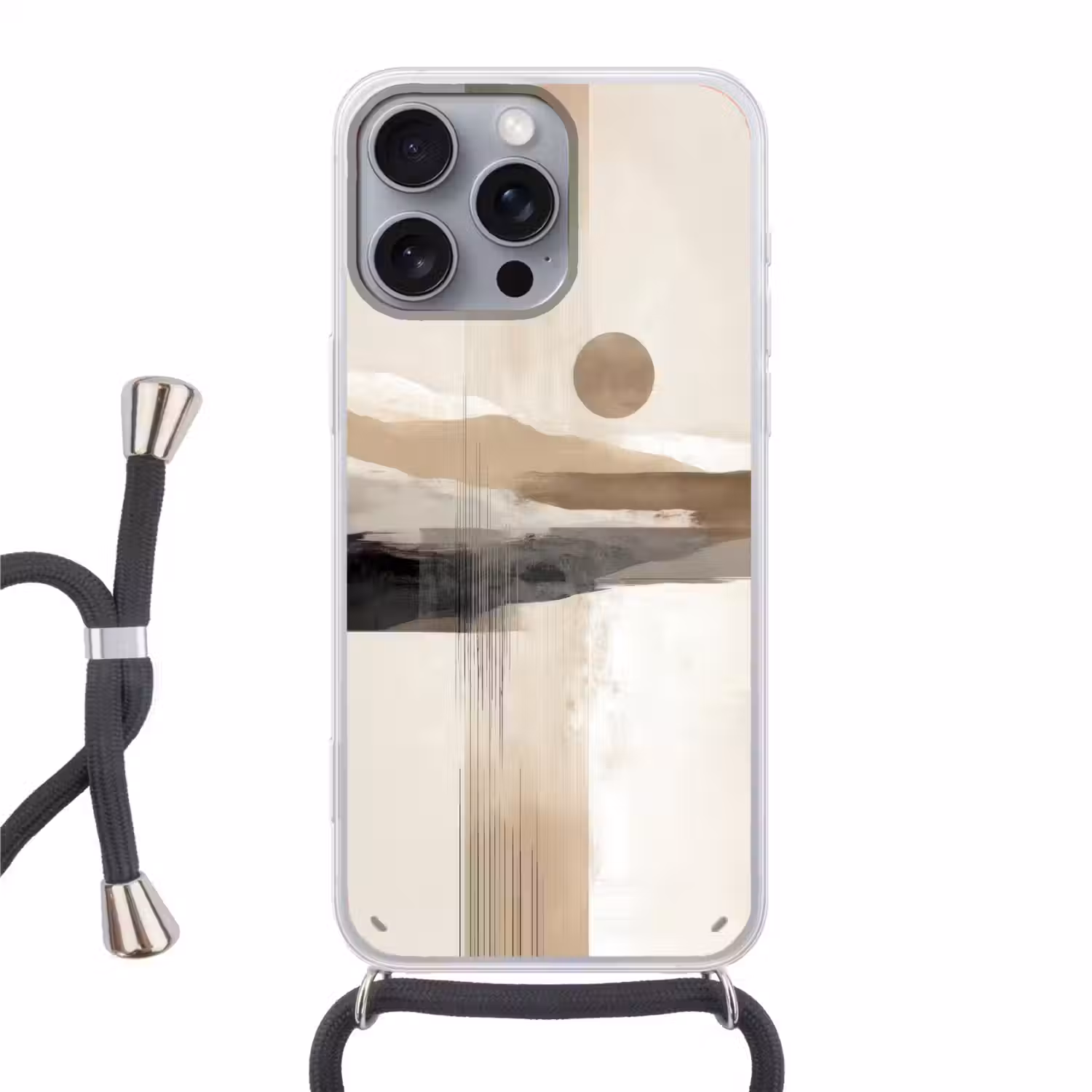 Minimalistisch - Landschap - Dimensie Hoesje iPhone 16 Pro Max met koord klein -3d