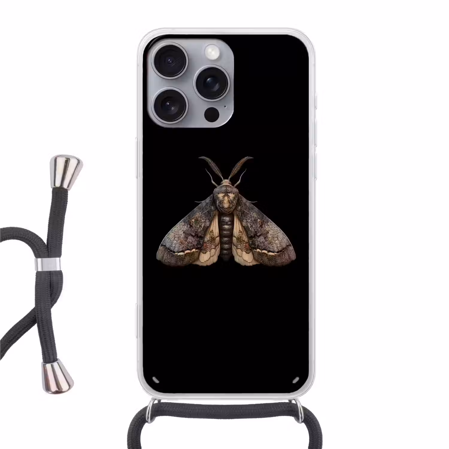 Mot - Bladachtig - Grijs Hoesje iPhone 16 Pro Max met koord klein -3d