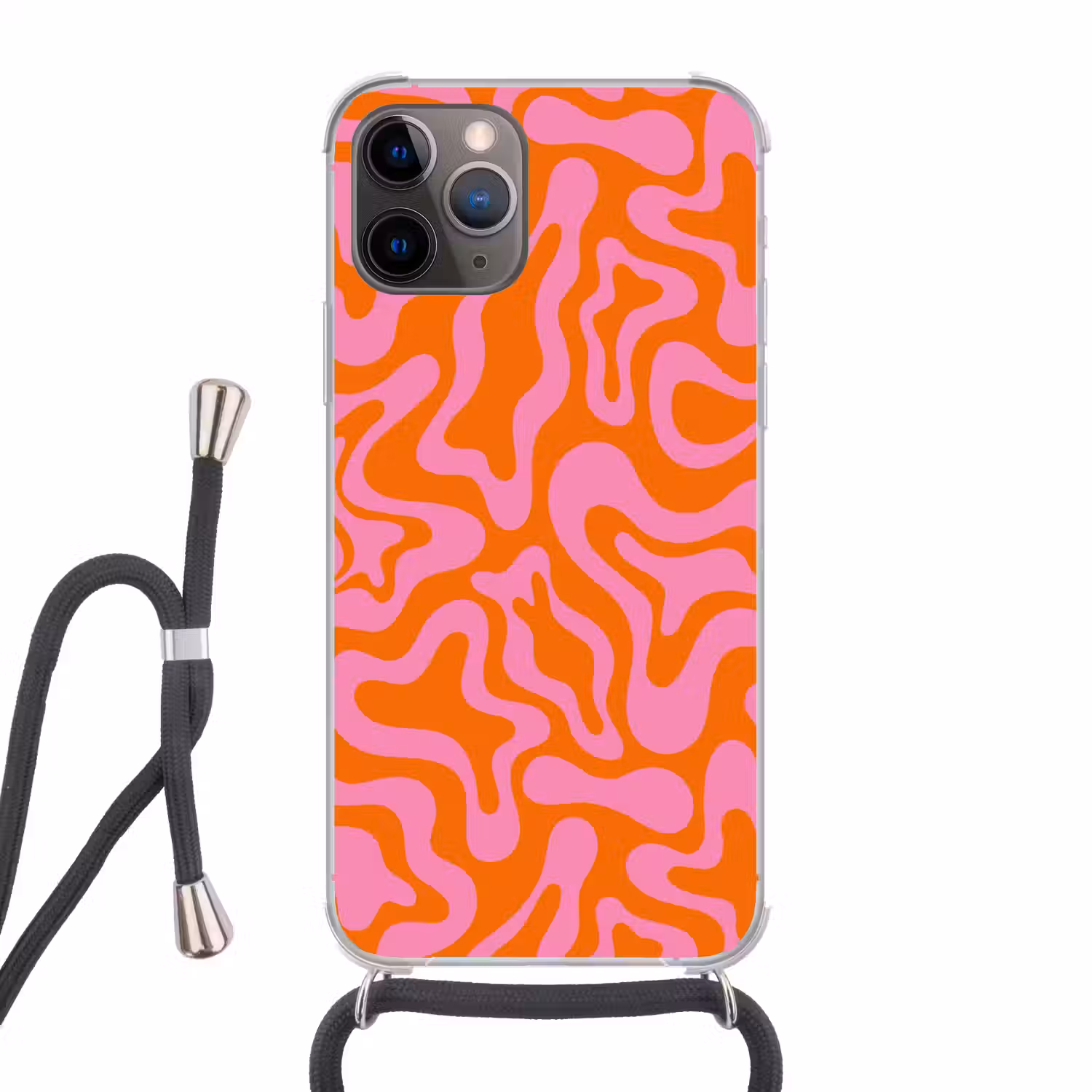 Patroon - Roze - Oranje - Abstract - Modern Hoesje iPhone 12 Pro met koord klein -3d