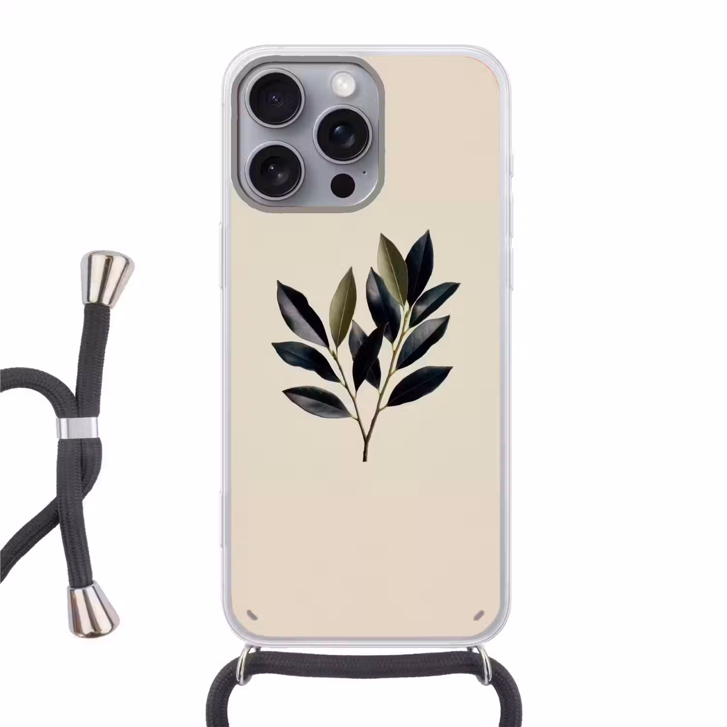 Ovaal - Olijfgroen - Simpel Hoesje iPhone 16 Pro Max met koord klein -3d