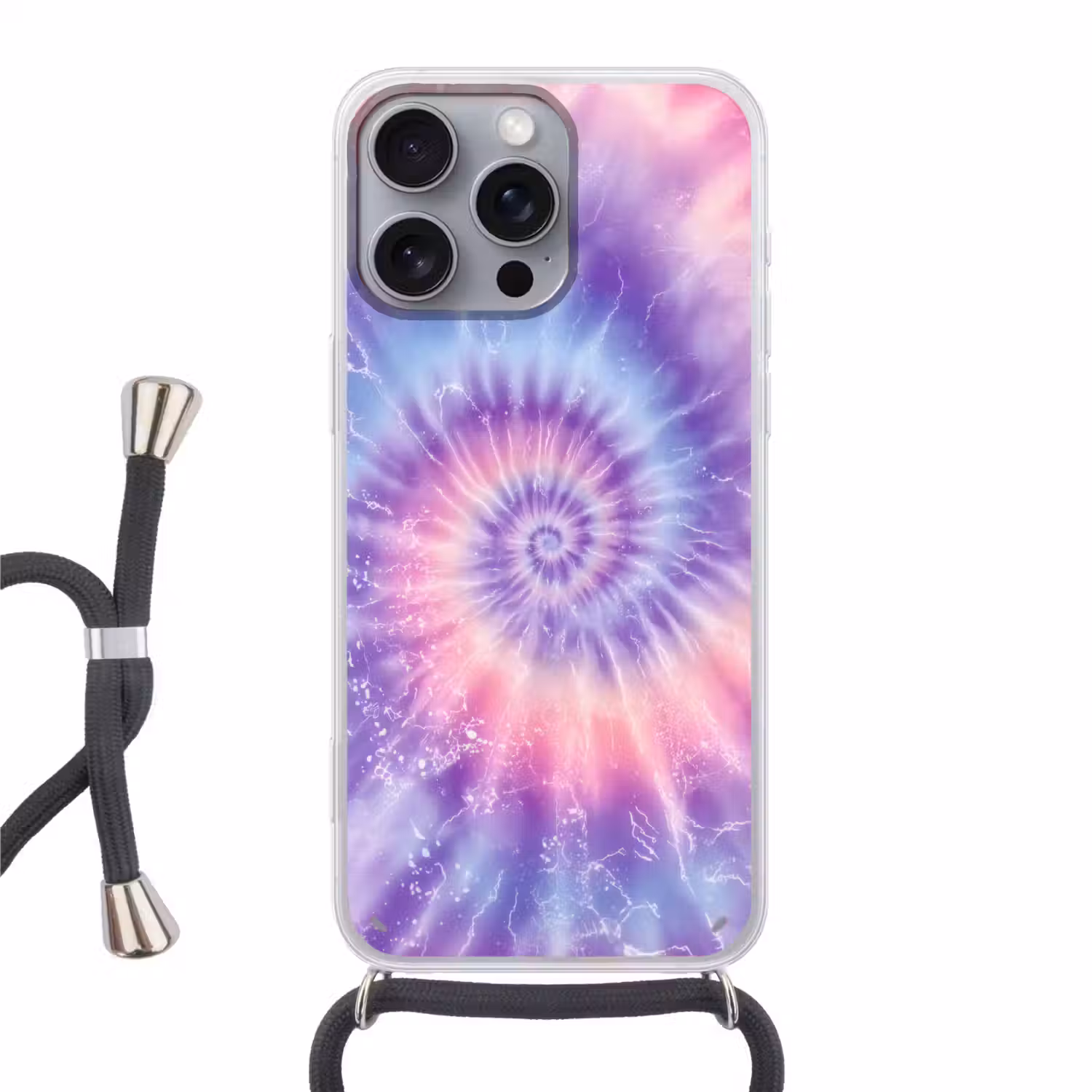 Pasteltinten - Paars - Spiraal - Marmer Hoesje iPhone 16 Pro Max met koord klein -3d