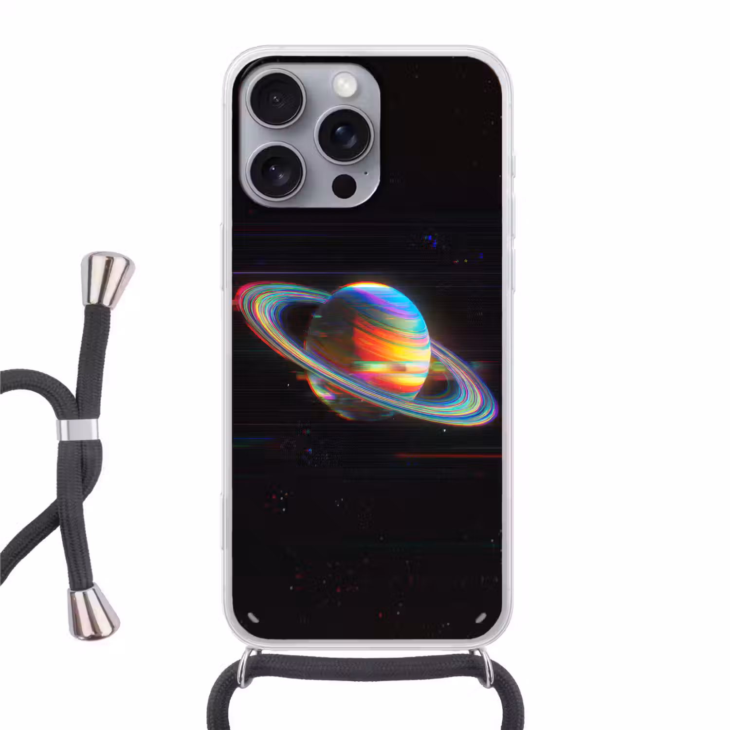 Planeet - Cirkel - Kleurrijk Hoesje iPhone 16 Pro Max met koord klein -3d