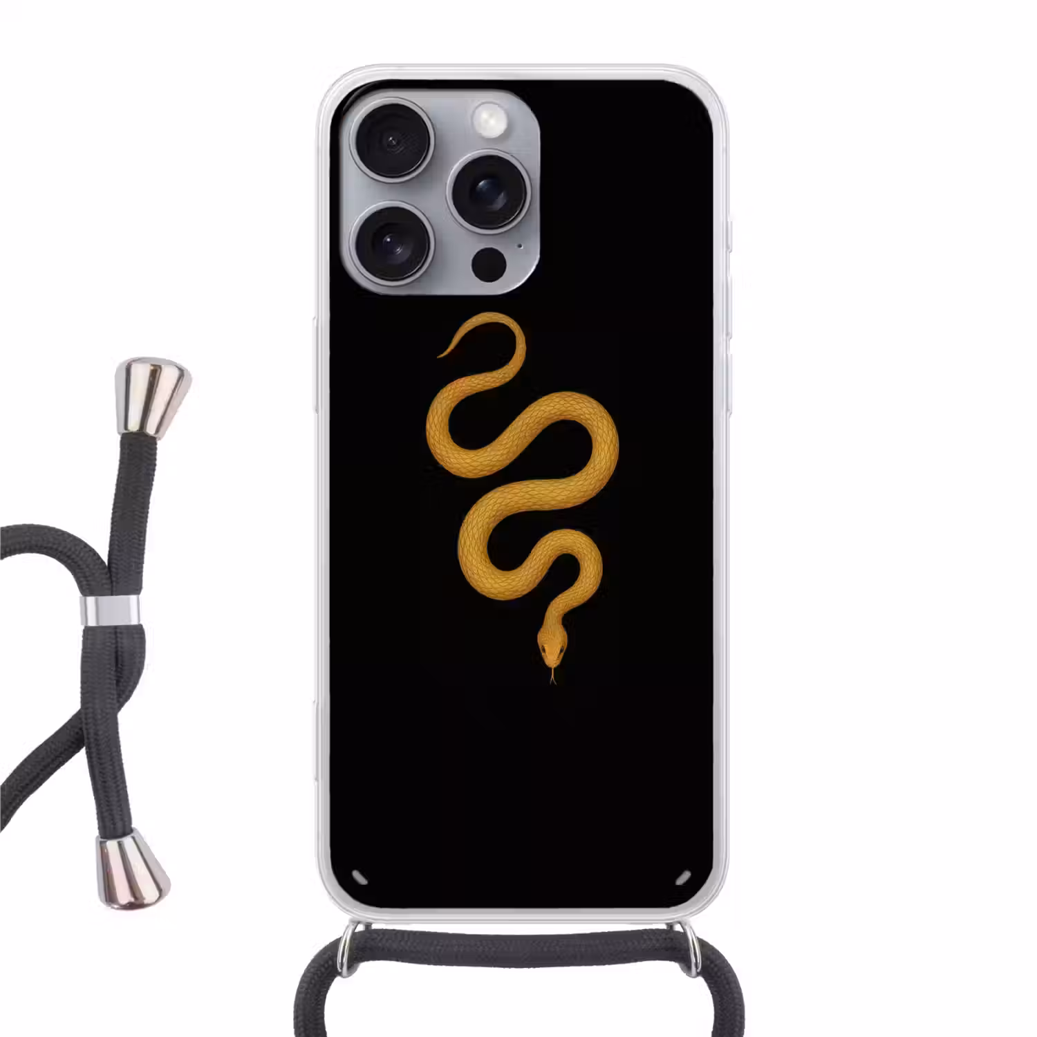 Slang - Minimalistisch - Goud Hoesje iPhone 16 Pro Max met koord klein -3d