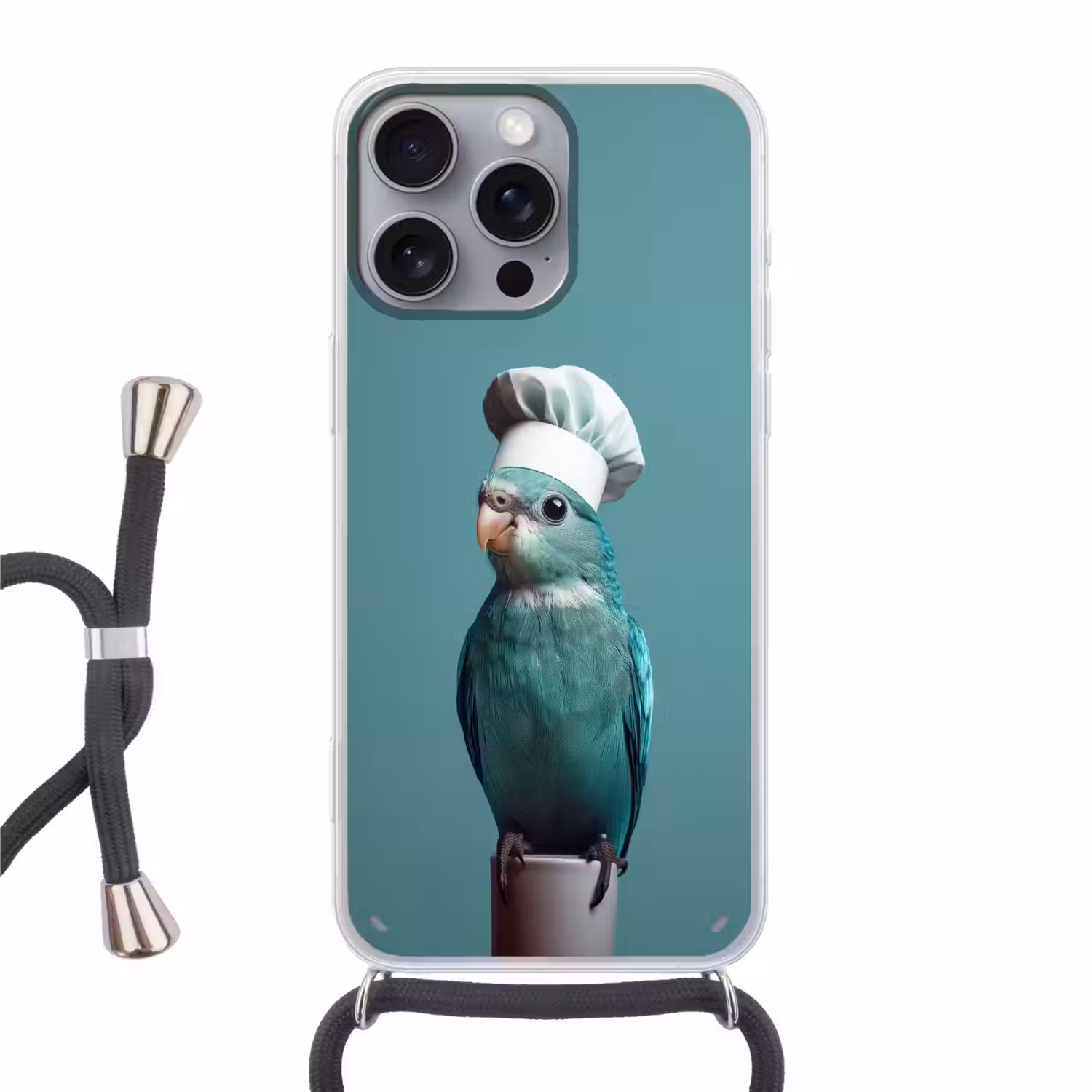 Parkiet - Vogel - Koksmuts - Cute Hoesje iPhone 16 Pro Max met koord klein -3d