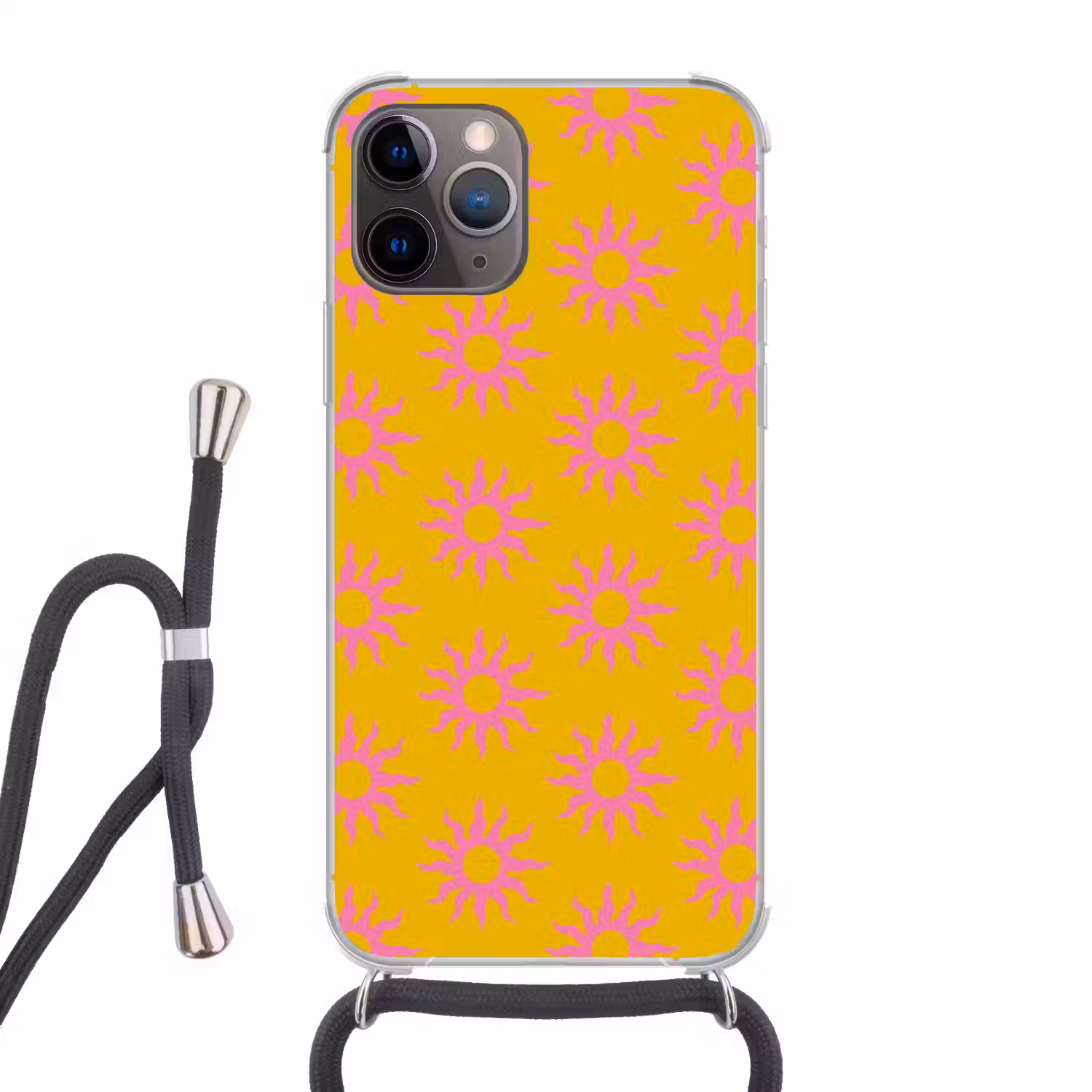 Zonnen - Roze - Geel - Zomer Hoesje iPhone 12 Pro met koord klein -3d