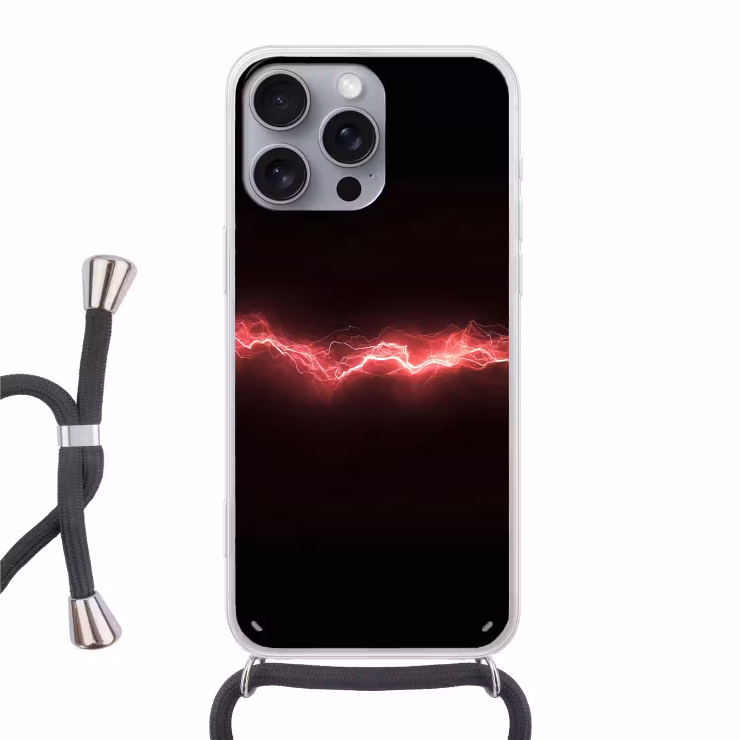 Gaming - Rood - Elektriciteit - Energie - Lijn Hoesje iPhone 16 Pro Max met koord klein -3d
