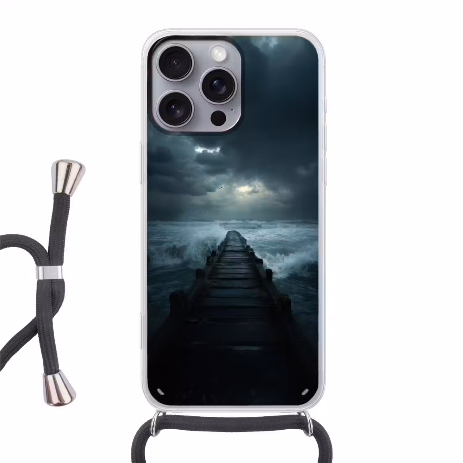 Steiger - Storm - Golven Hoesje iPhone 16 Pro Max met koord klein -3d
