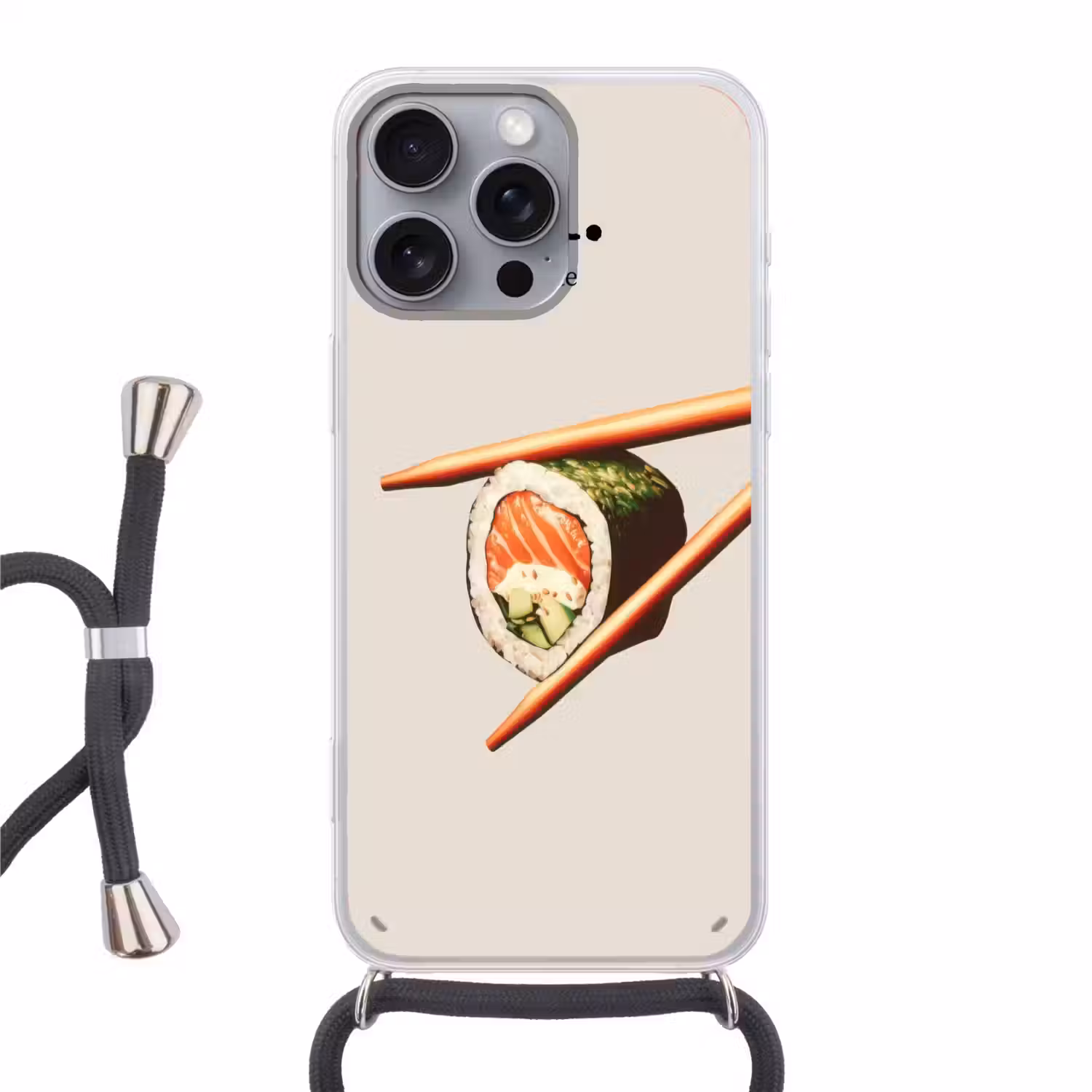 Sushi - Zalm - Rijst - Japans Hoesje iPhone 16 Pro Max met koord klein -3d