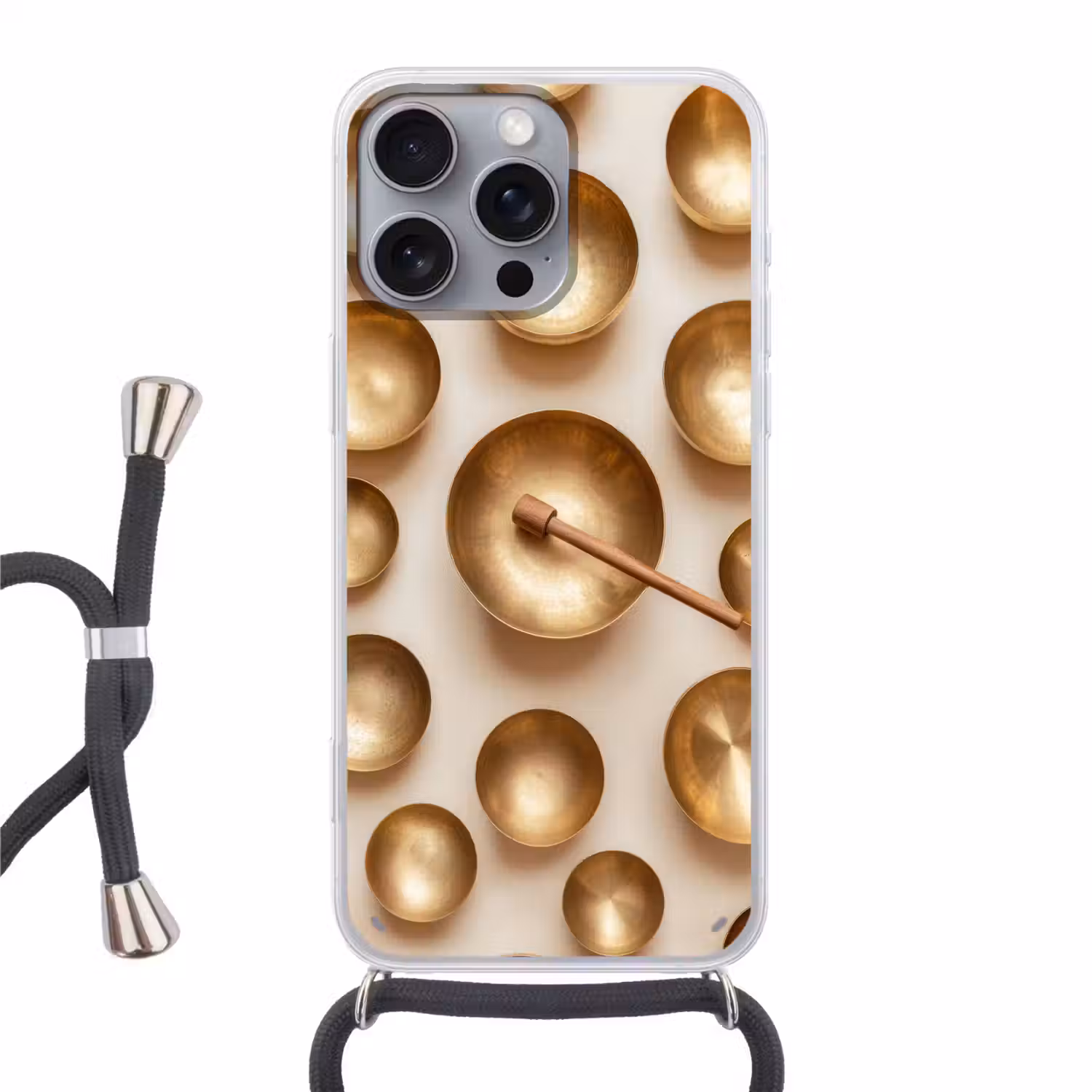 Symmetrisch - Goud - Brons - Balans Hoesje iPhone 16 Pro Max met koord klein -3d