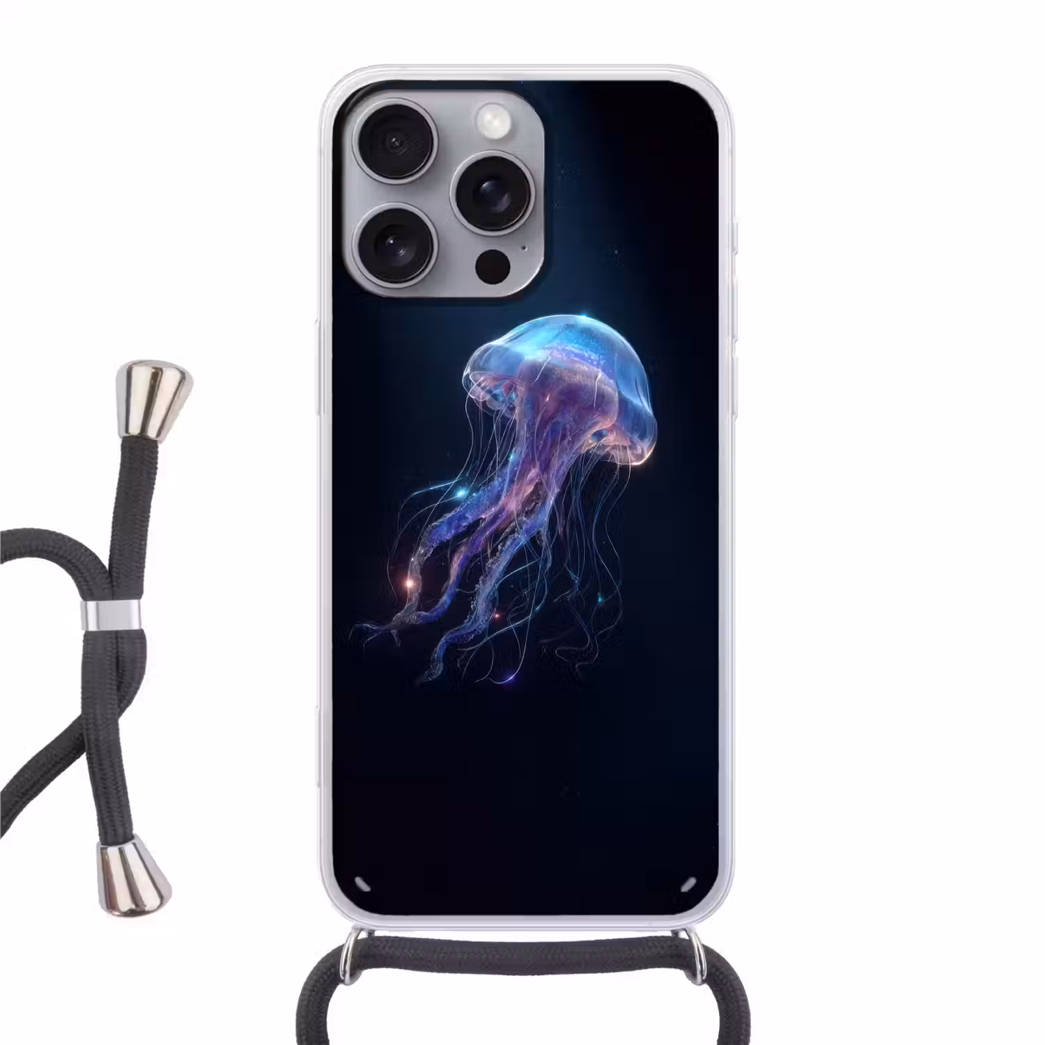 Tentakels - Kwal - Paars - Sprankeling Hoesje iPhone 16 Pro Max met koord klein -3d