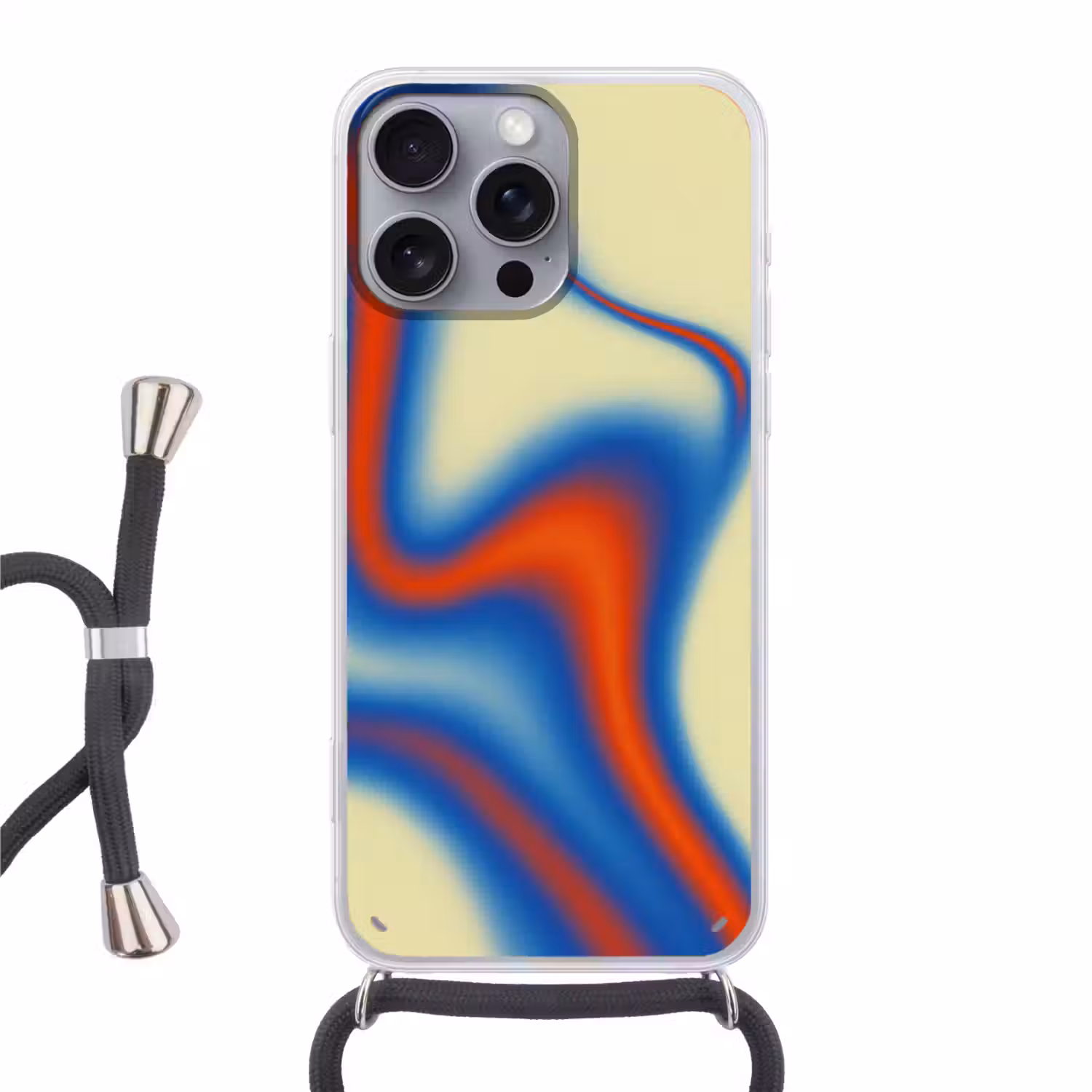 Golven - Kleurrijk - Abstract Hoesje iPhone 16 Pro Max met koord klein -3d