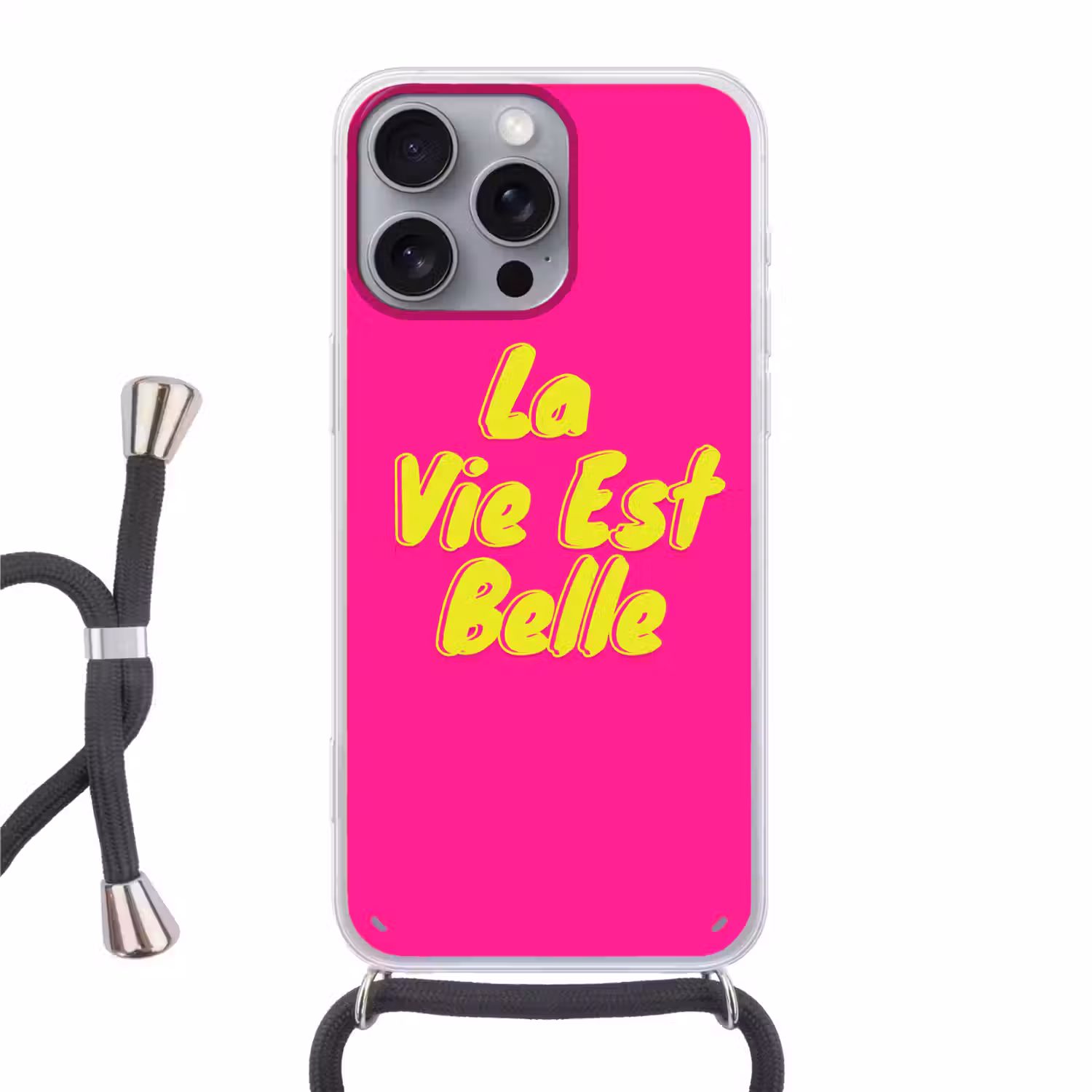 Quote - Retro - Roze Hoesje iPhone 16 Pro Max met koord klein -3d