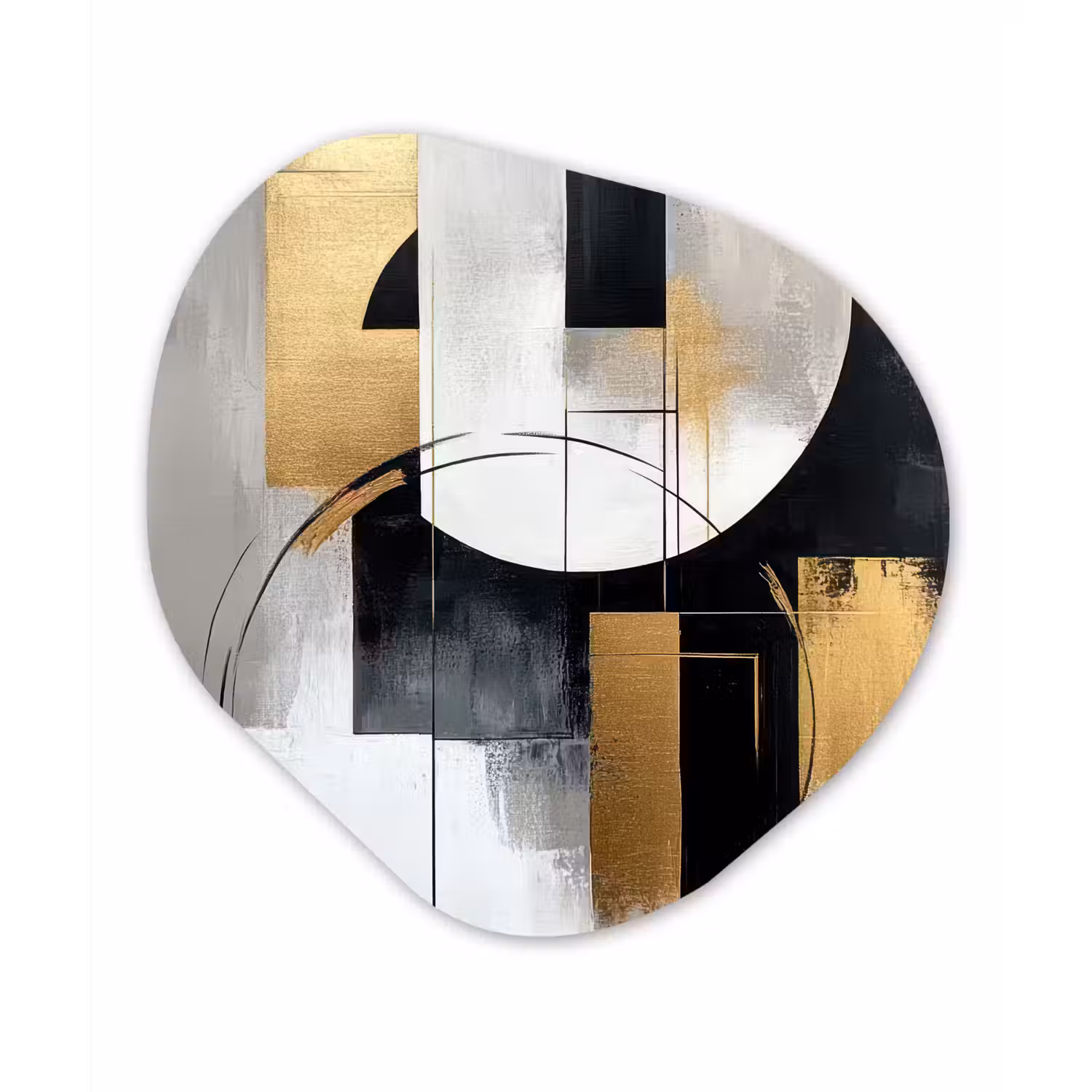 Abstract - Goud - Zilver - Vormen - Aesthetic Wandcirkel Organisch Forex 3mm klein -3d