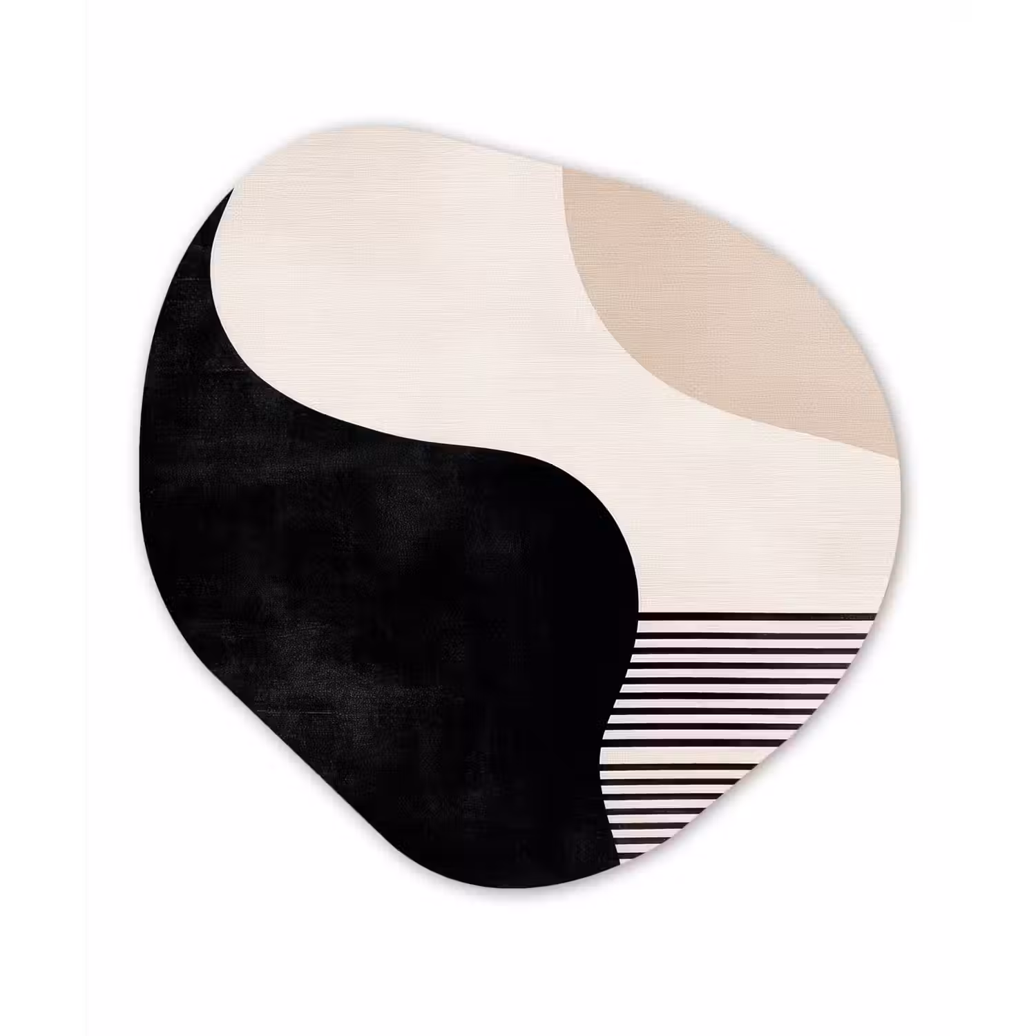 Abstract - Japandi - Beige - Modern Wandcirkel Organisch Forex 3mm klein -3d