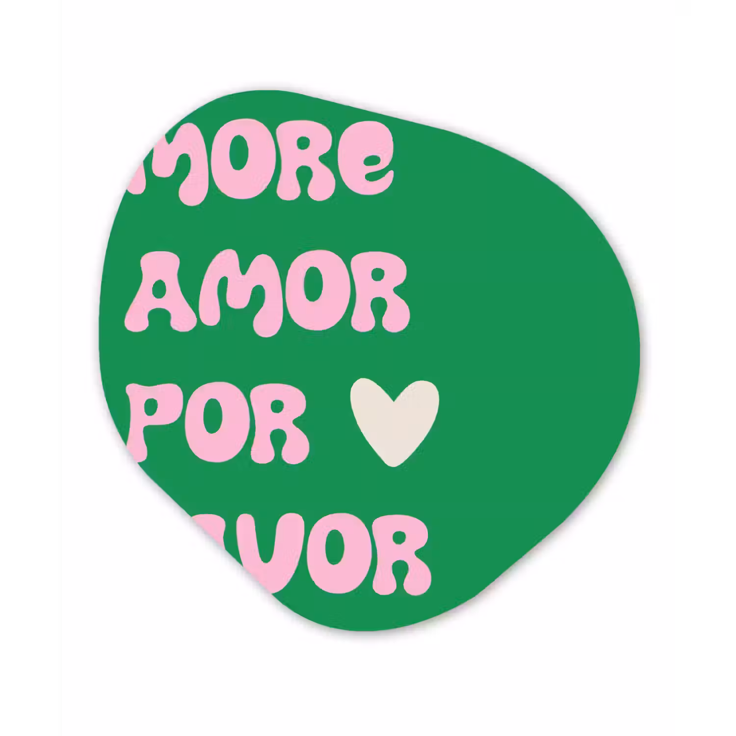 Amor - Valentijn - Groen - Tekst Wandcirkel Organisch Forex 3mm klein -3d