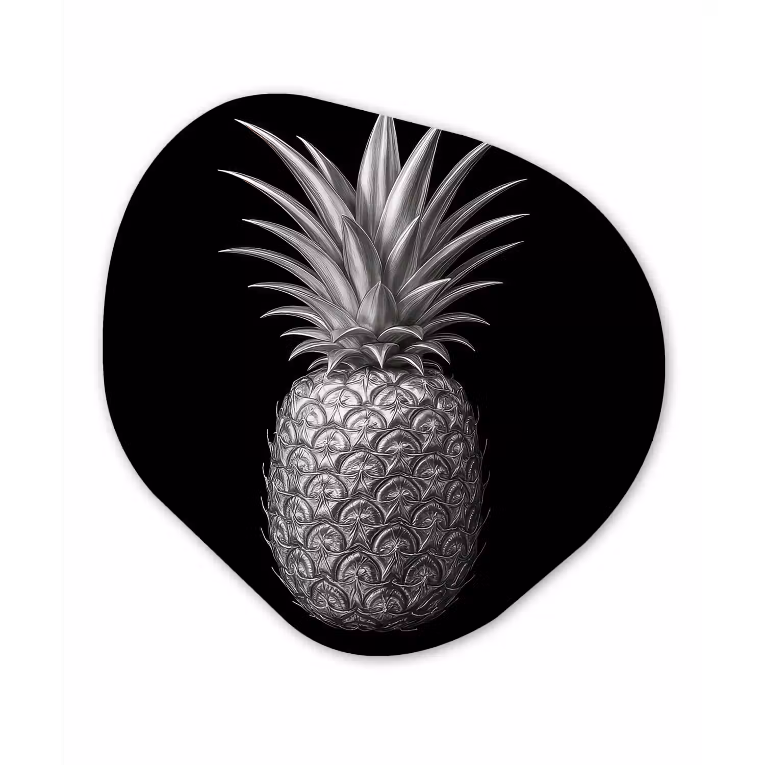Ananas - Gedetailleerd - Bladeren Wandcirkel Organisch Forex 3mm klein -3d