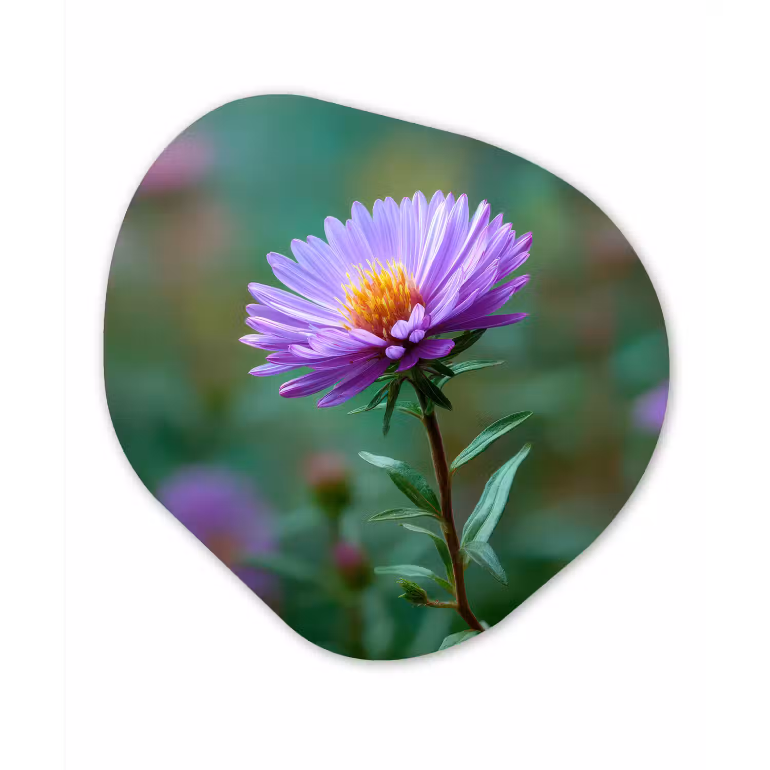 Aster - Paars - Bloem - Blaadjes Wandcirkel Organisch Forex 3mm klein -3d
