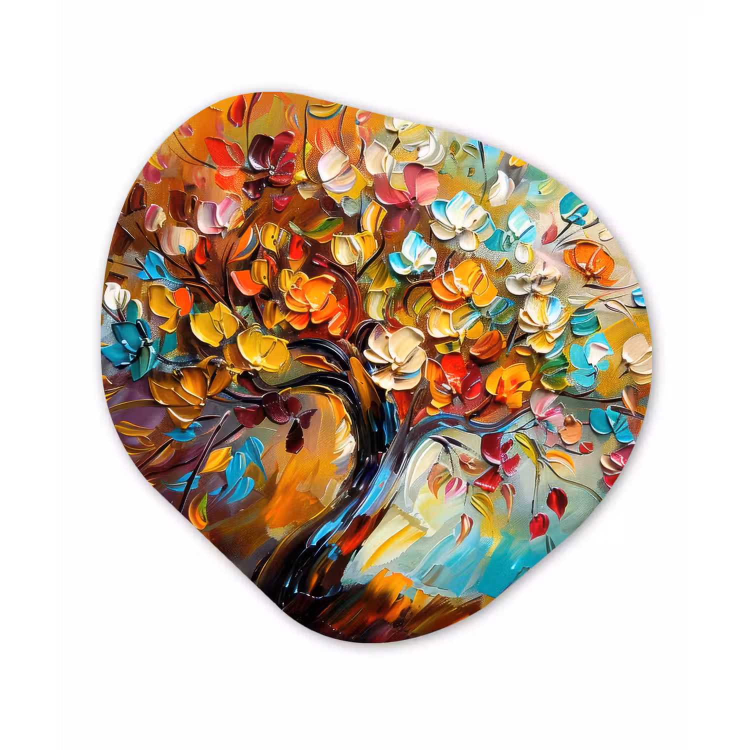 Boom - Abstract - Kleurrijk - Bloemen Wandcirkel Organisch Forex 3mm klein -3d