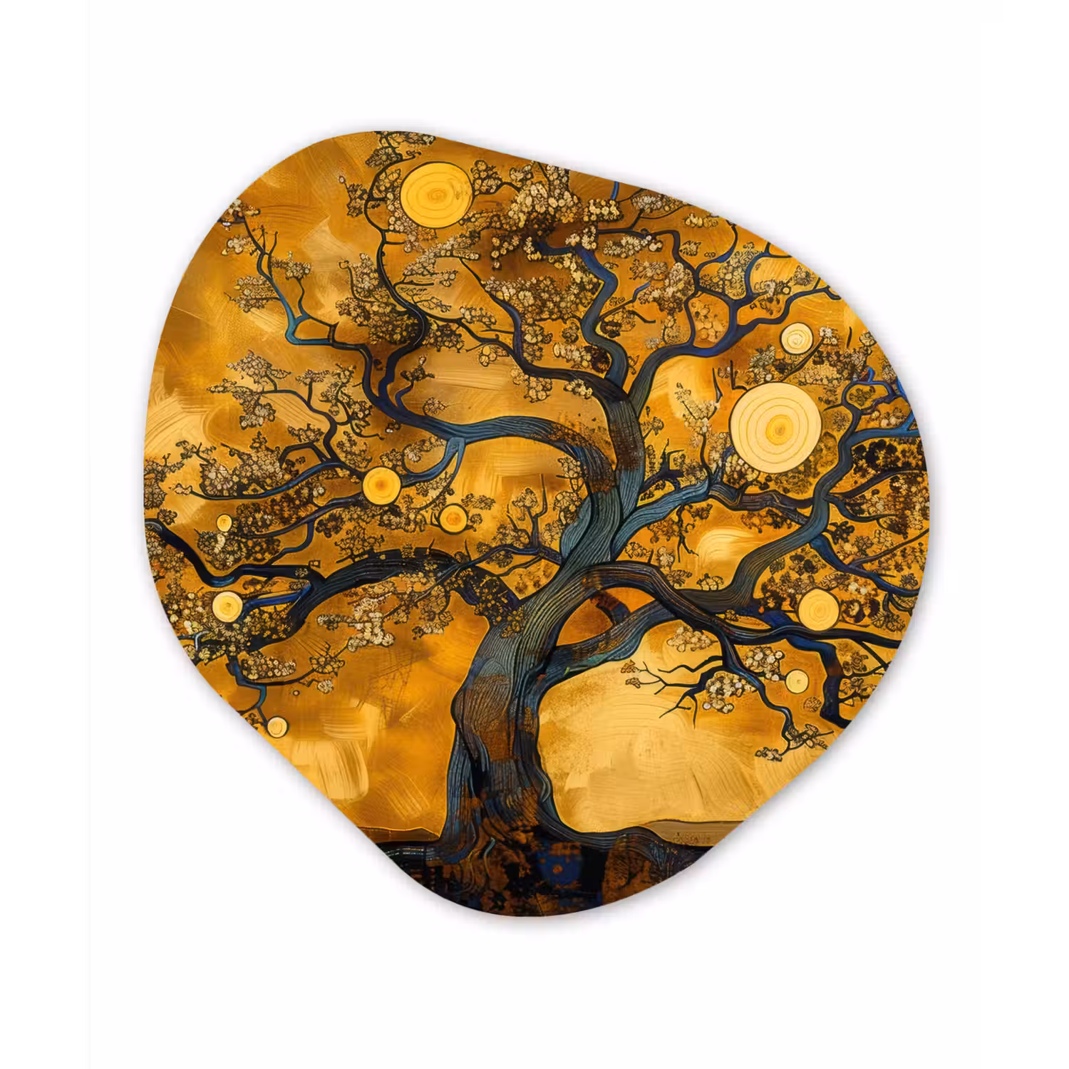 Boom - Levensboom - Abstract - Goud Wandcirkel Organisch Forex 3mm klein -3d
