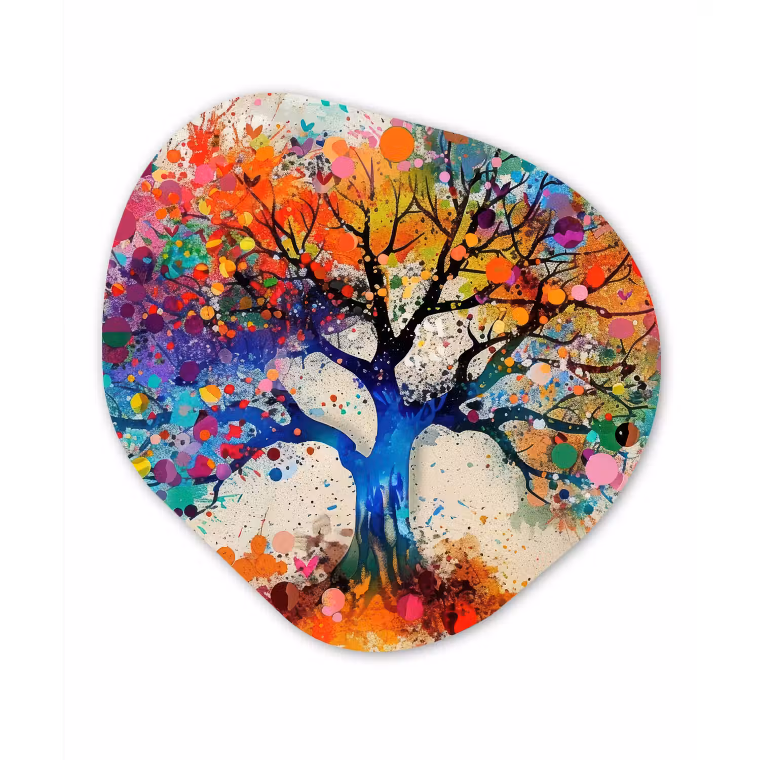 Levensboom - Natuur - Kleurrijk - Boom Wandcirkel Organisch Forex 3mm klein -3d
