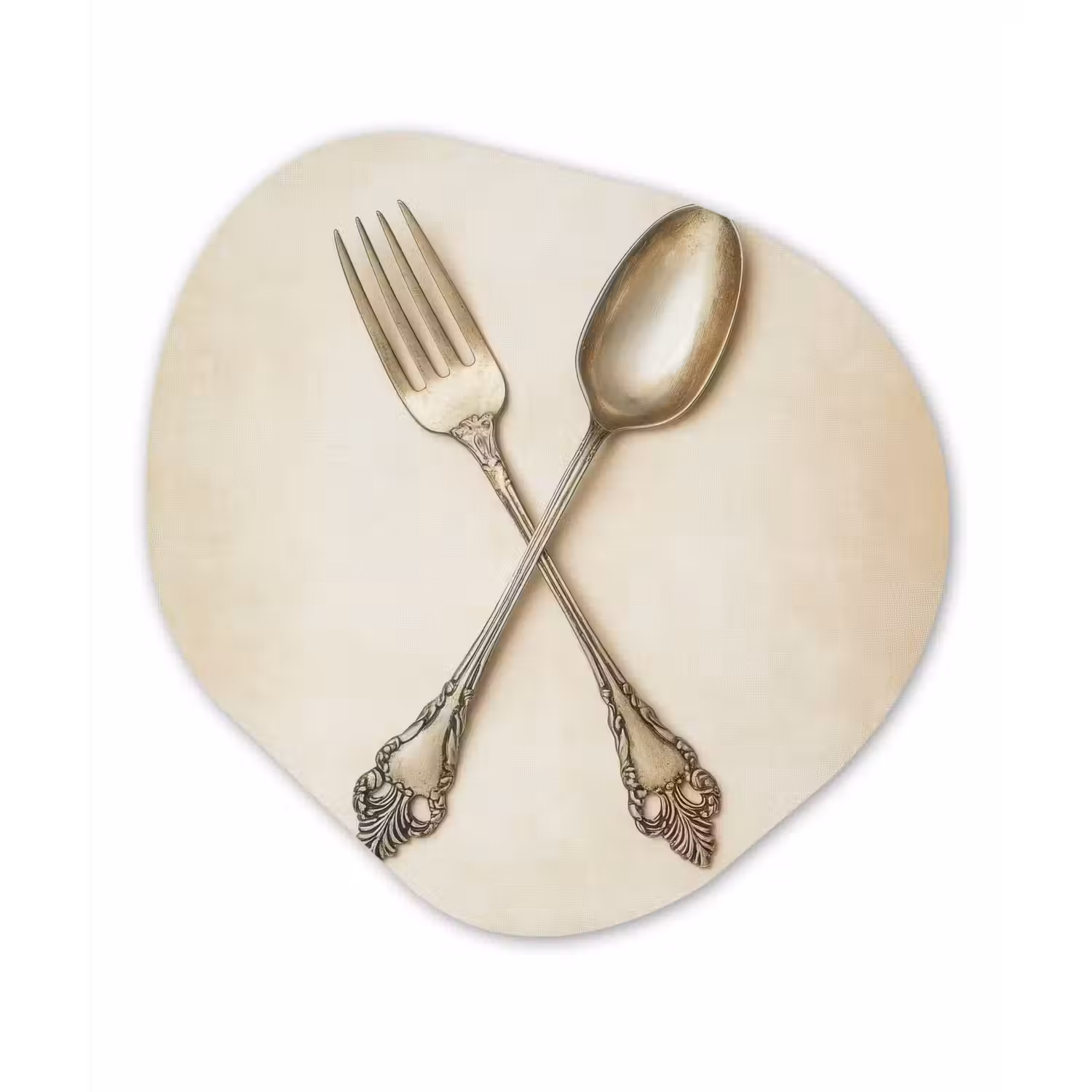Beige - Vintage - Bestek Wandcirkel Organisch Forex 3mm klein -3d