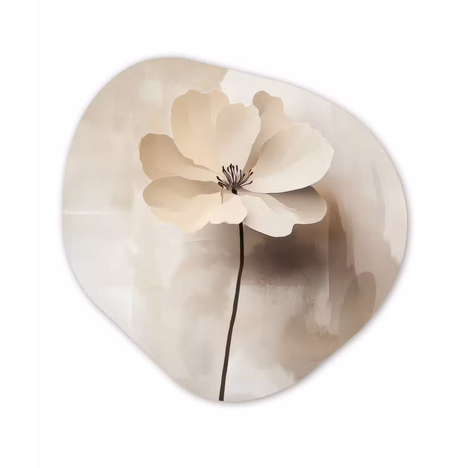 Bloem - Beige - Verf - Schaduw Wandcirkel Organisch Forex 3mm klein -3d