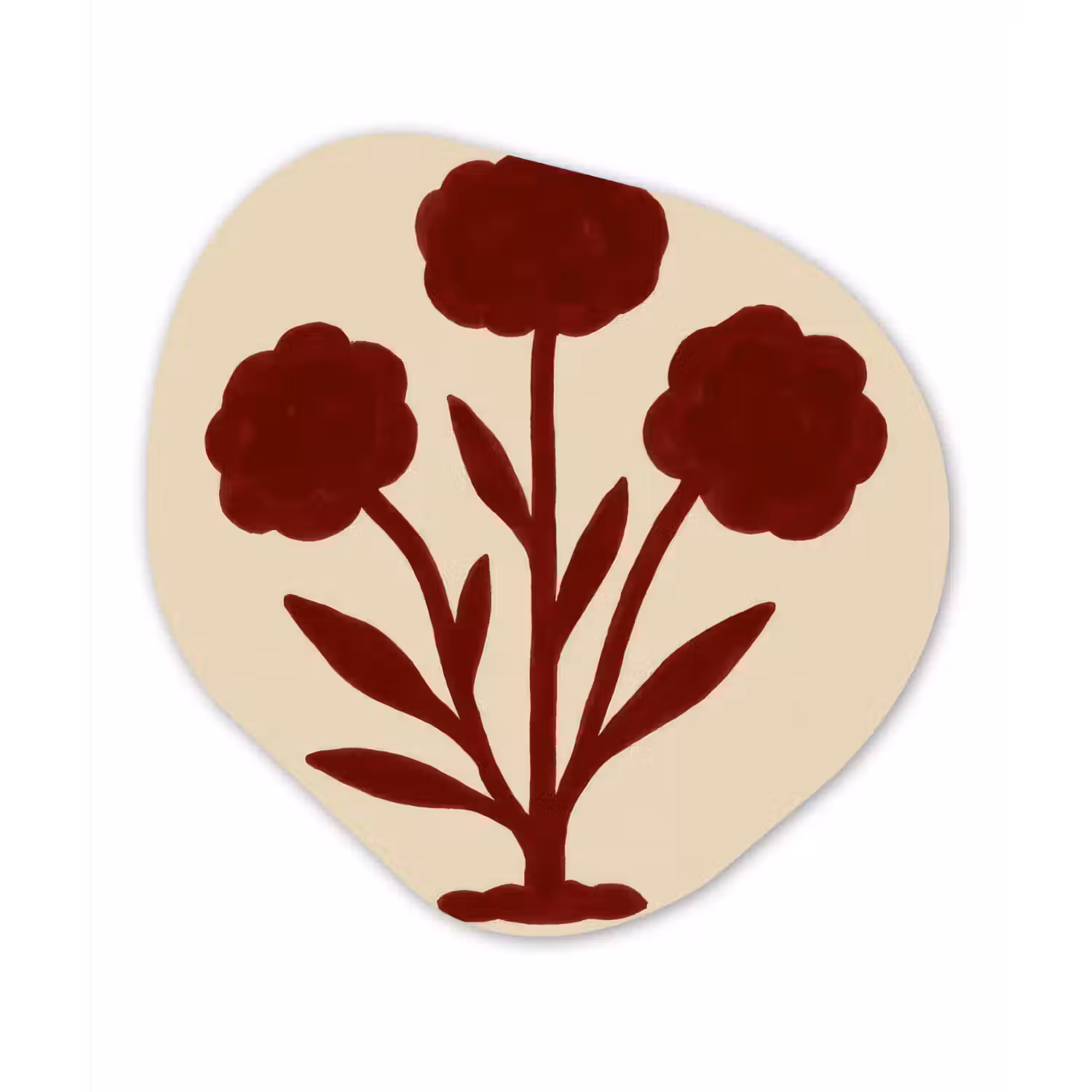 Bloemen - Bladeren - Rood - Minimalistisch Wandcirkel Organisch Forex 3mm klein -3d