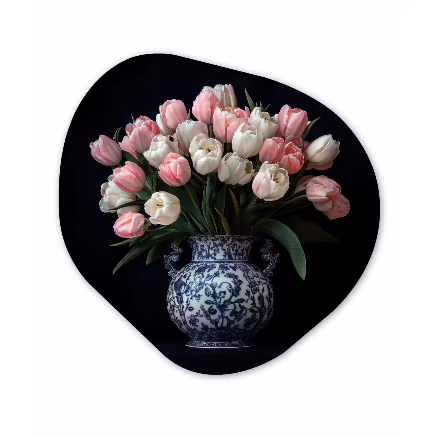 Bloemen - Roze - Tulpen - Vaas Wandcirkel Organisch Forex 3mm klein -3d