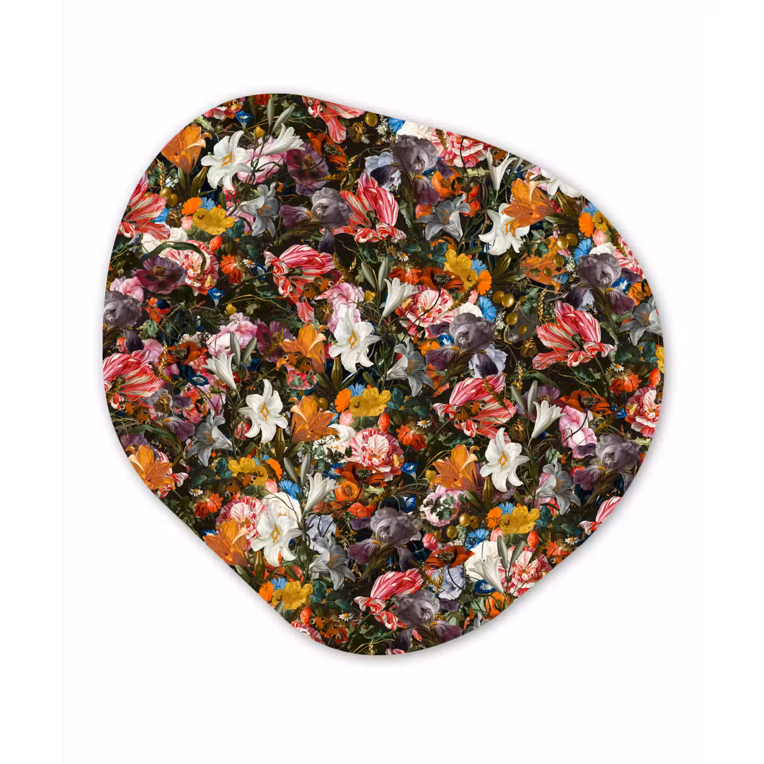 Bloemen - Vlinder - Design - Kunst - Abstract - Schilderij - Oude meesters Wandcirkel Organisch Forex 3mm klein -3d