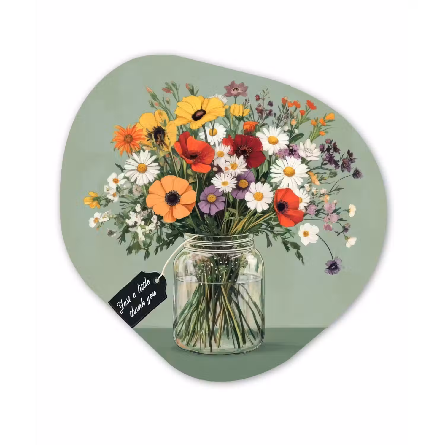 Bloemen - Vaas - Kaartje Wandcirkel Organisch Forex 3mm klein -3d