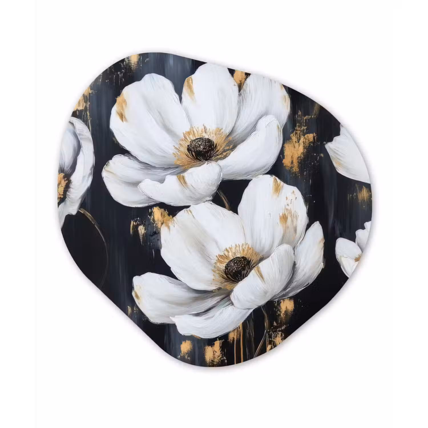 Bloemen - Wit - Abstract Wandcirkel Organisch Forex 3mm klein -3d