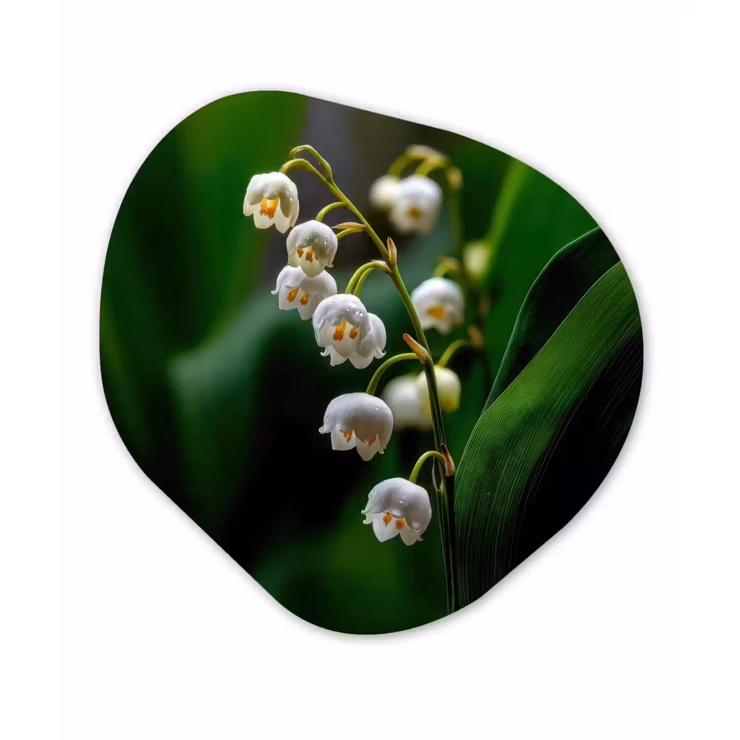 Bloemen - Wit - Bladeren - Lelietjes Wandcirkel Organisch Forex 3mm klein -3d