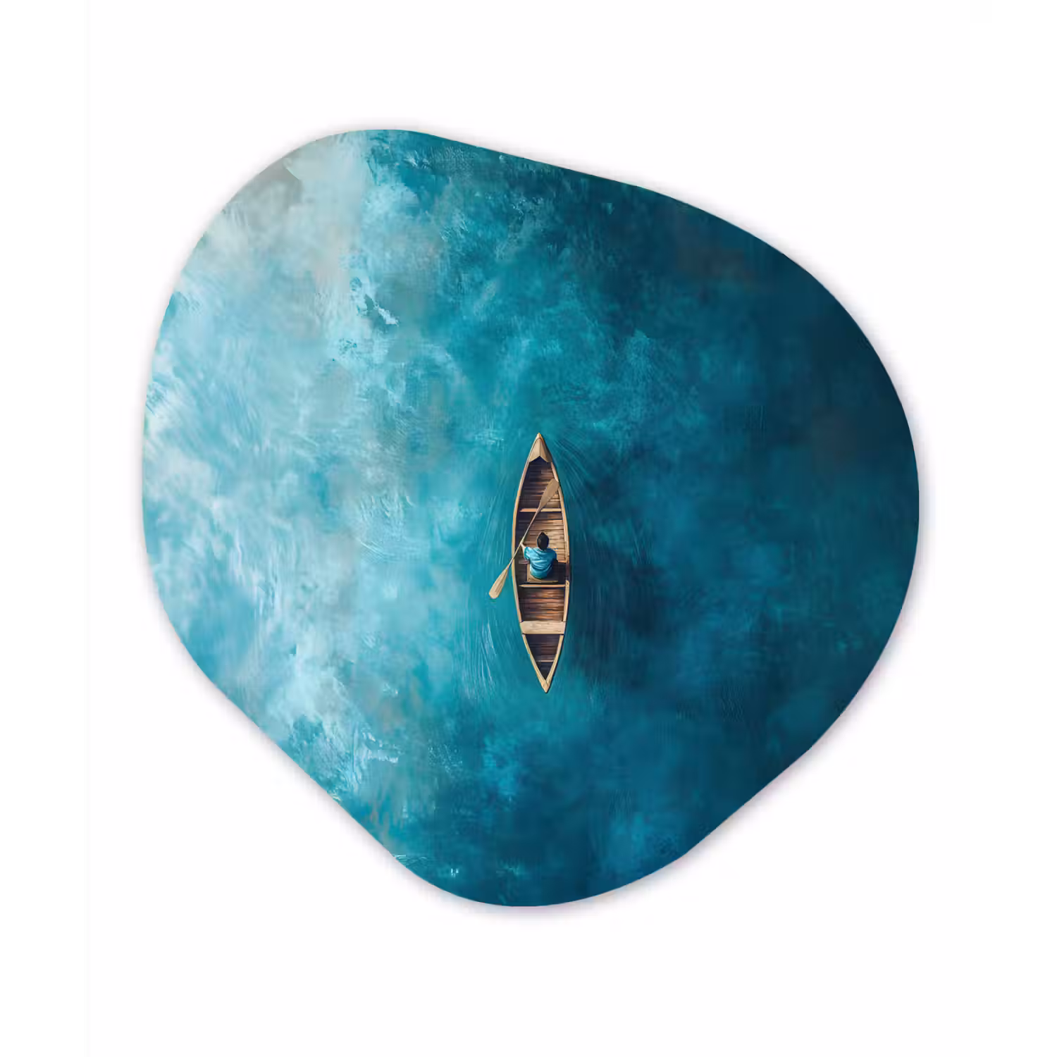 Bootje - Water - Blauw Wandcirkel Organisch Forex 3mm klein -3d
