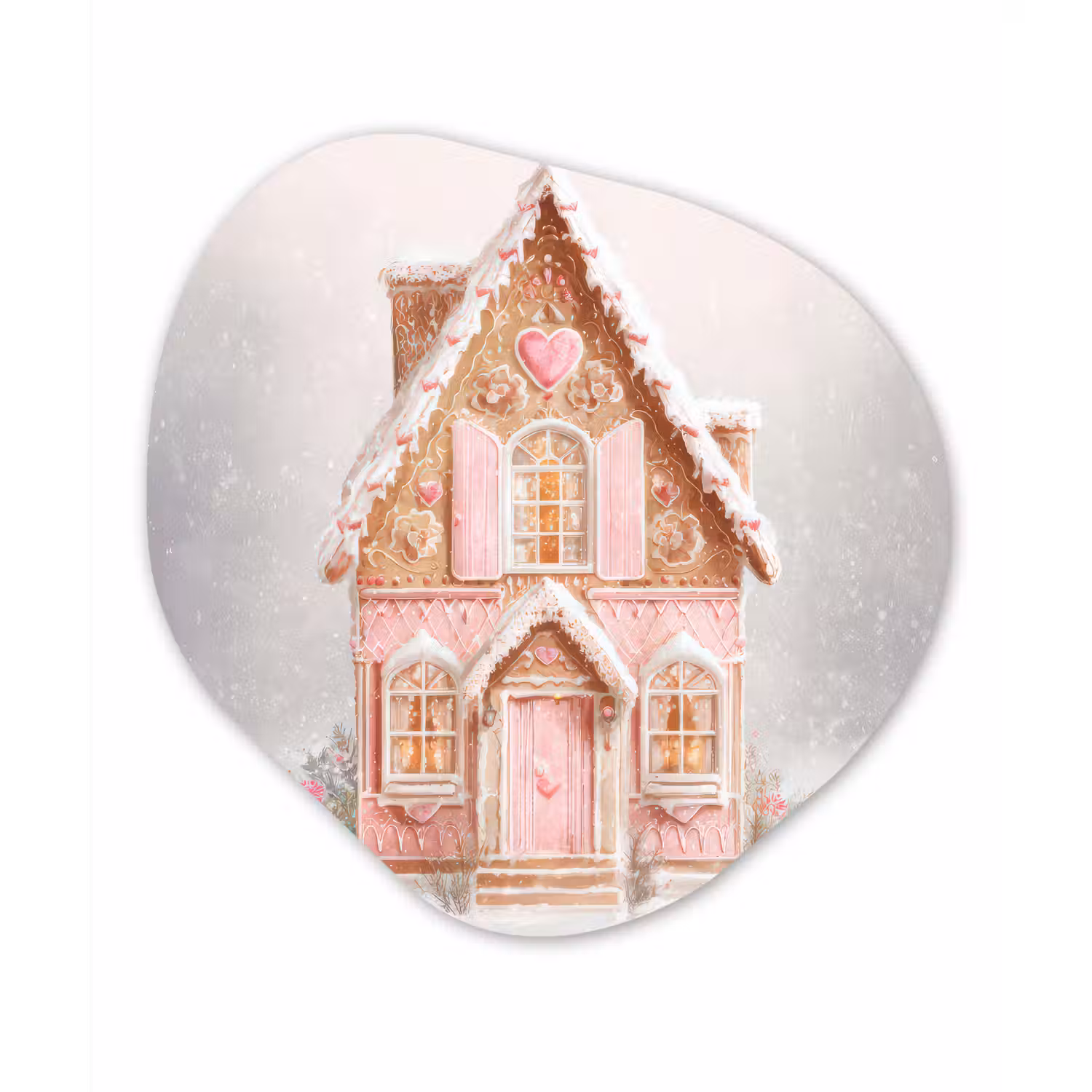 Huisje - Suiker - Pastel Wandcirkel Organisch Forex 3mm klein -3d